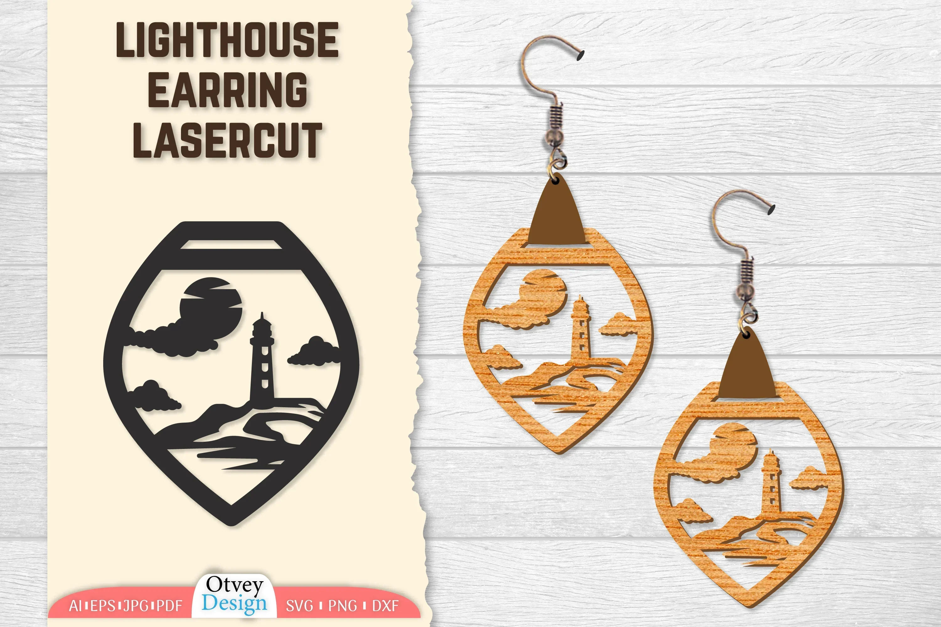 Lighthouse Earring Lasercut SVG Bundle
