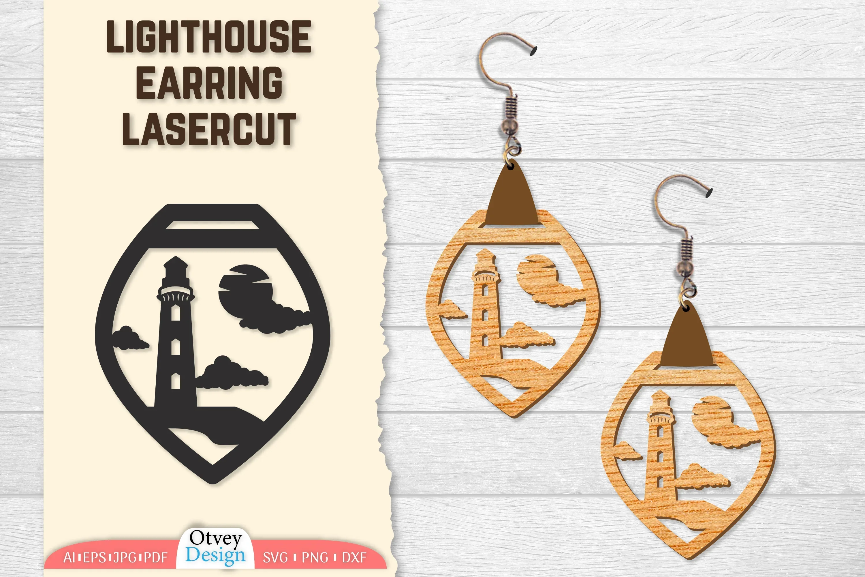 Lighthouse Earring Lasercut SVG Bundle