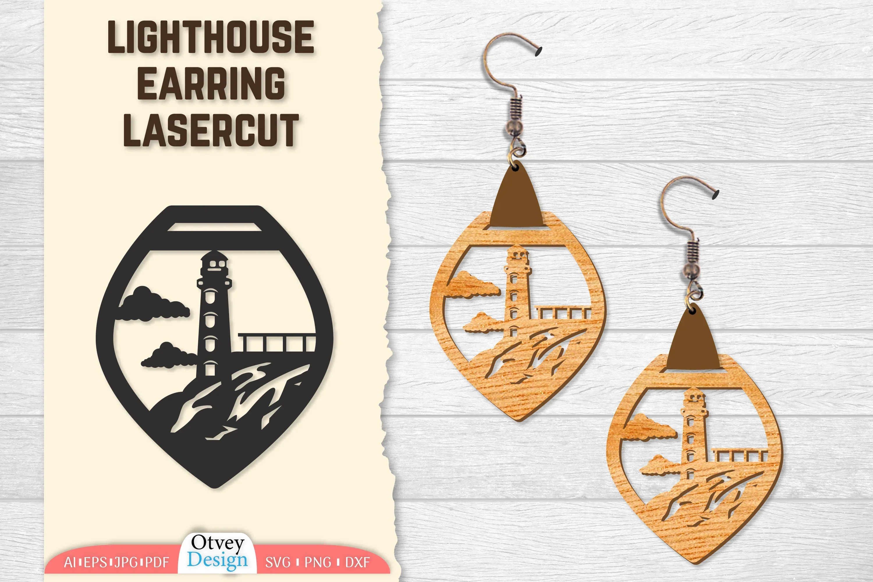 Lighthouse Earring Lasercut SVG Bundle