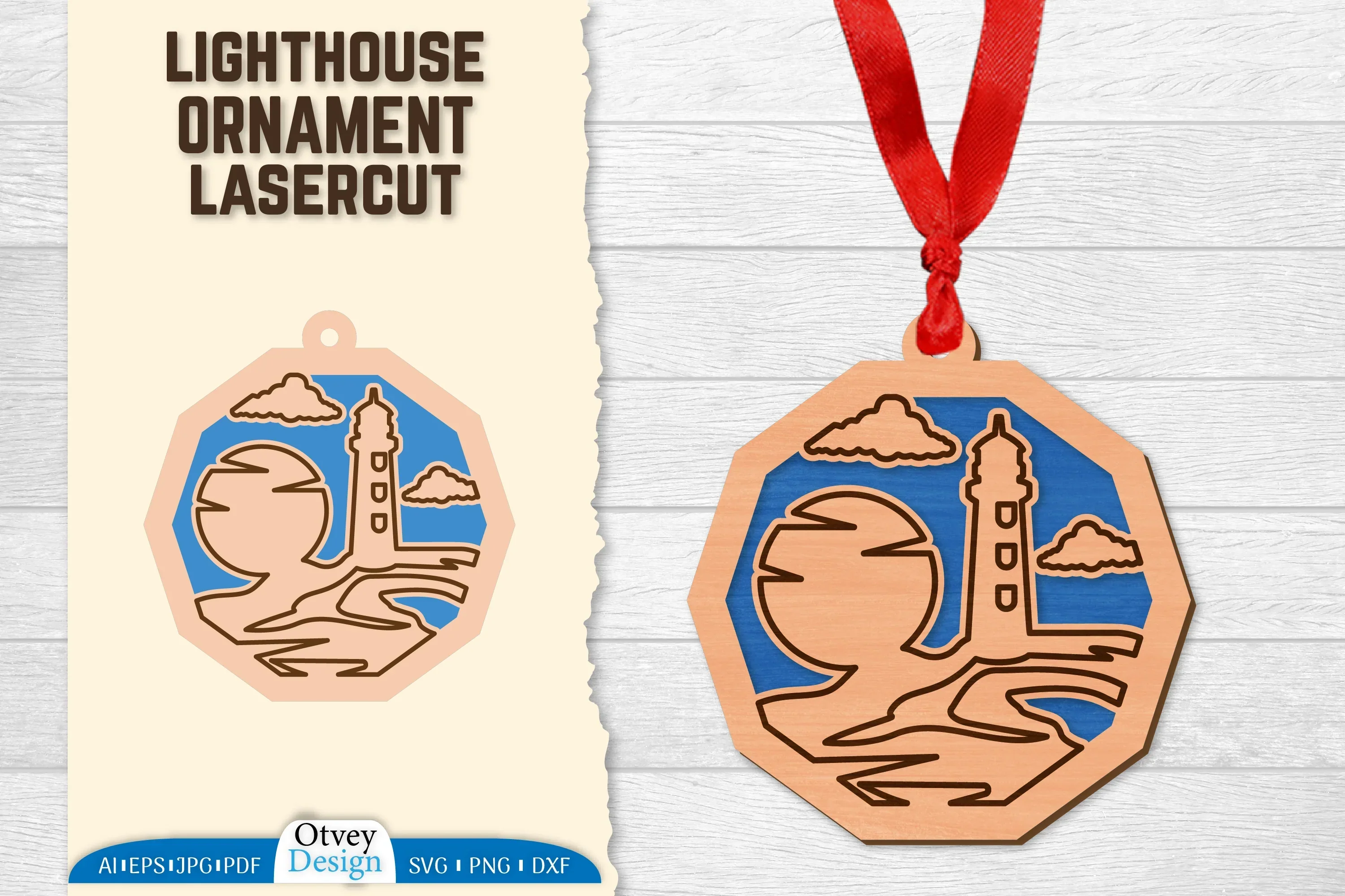Lighthouse Lasercut Ornament SVG Bundle