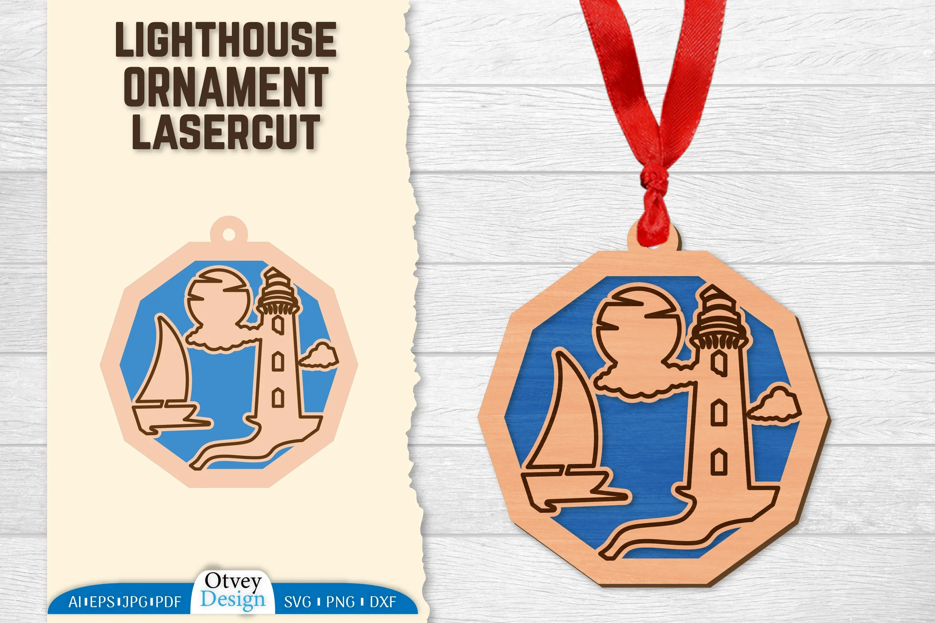 Lighthouse Lasercut Ornament SVG Bundle