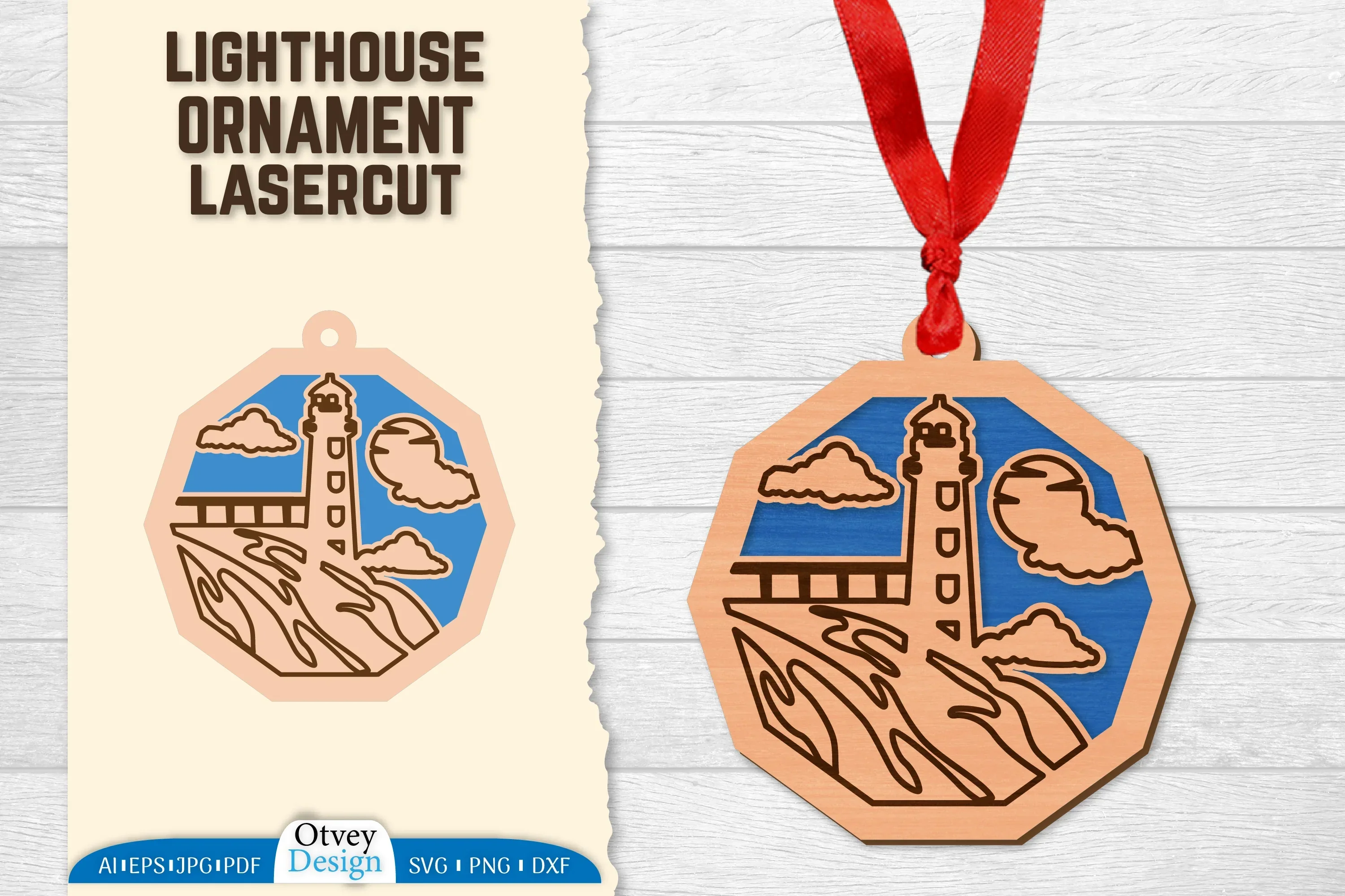 Lighthouse Lasercut Ornament SVG Bundle