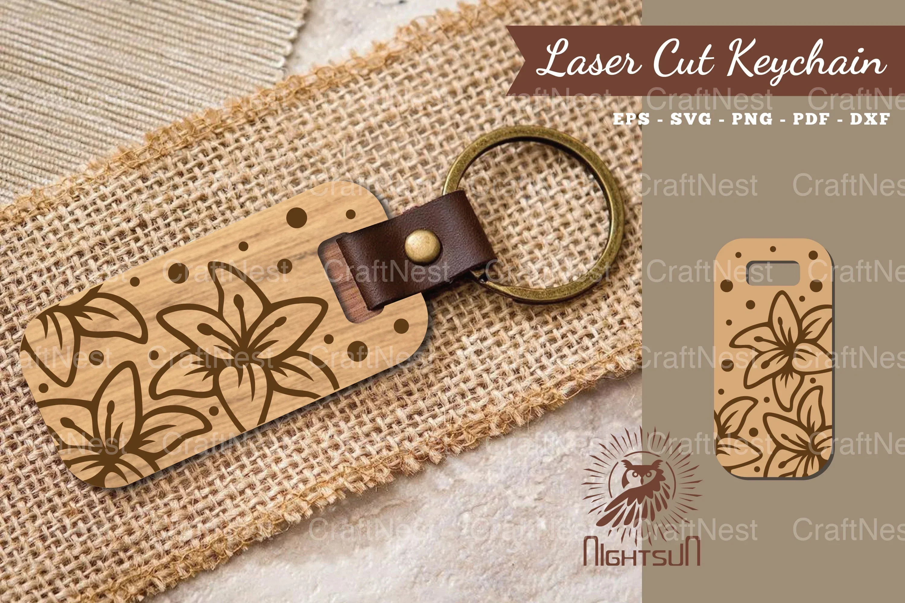 Lily Flower Laser Cut Keychain Design Bundle