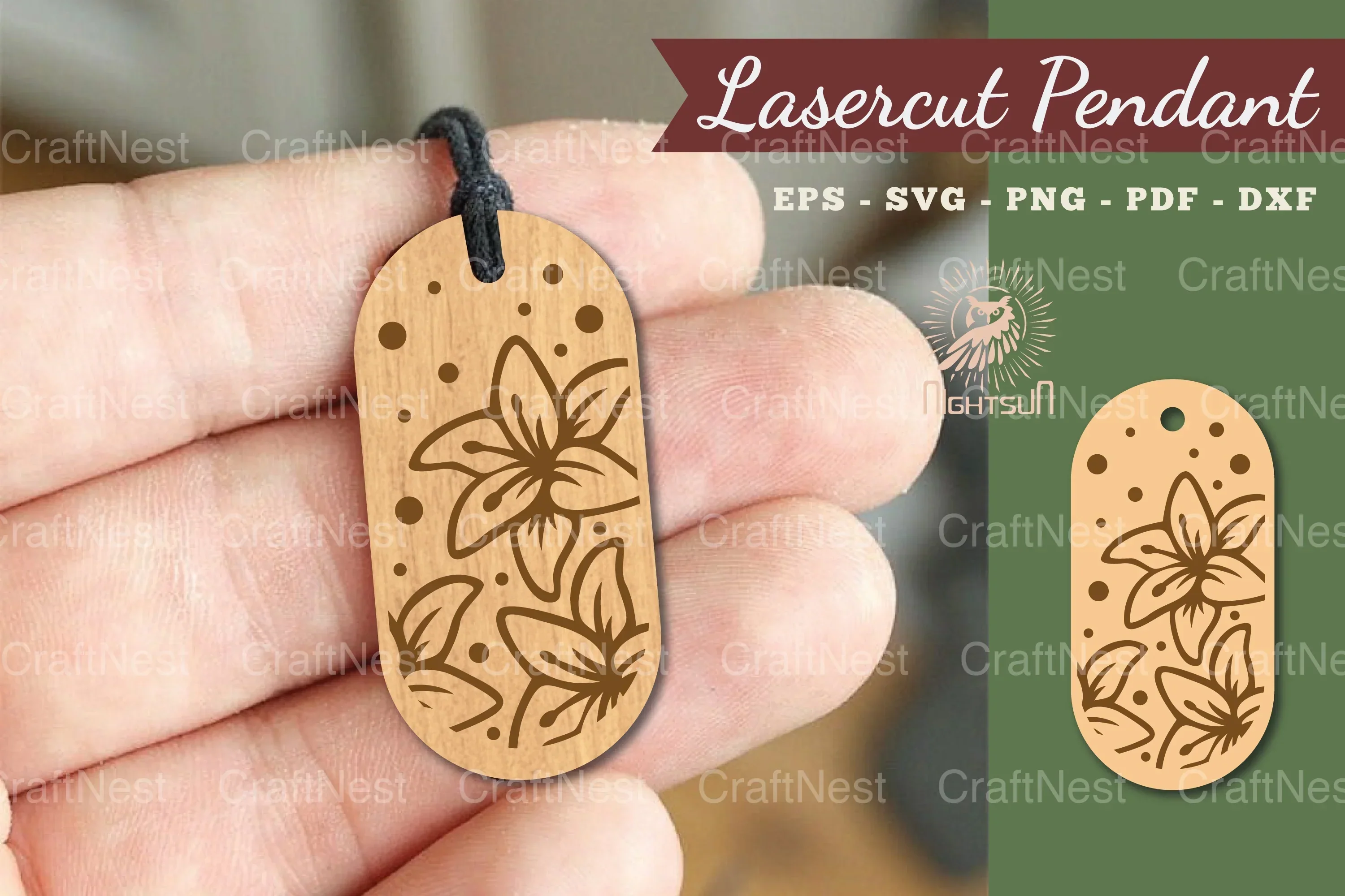 Lily Flower Lasercut Pendant Design Bundle