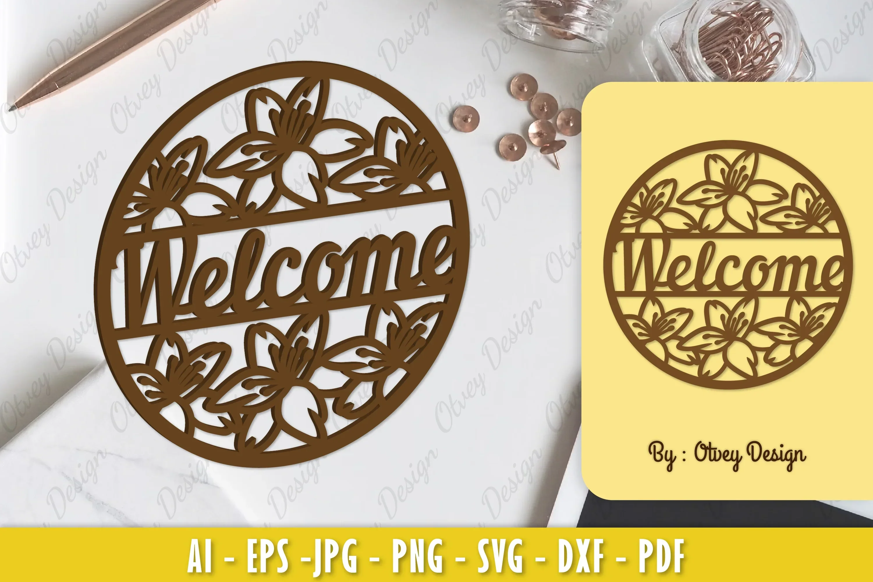 Lily Flower Welcome Sign SVG Bundle