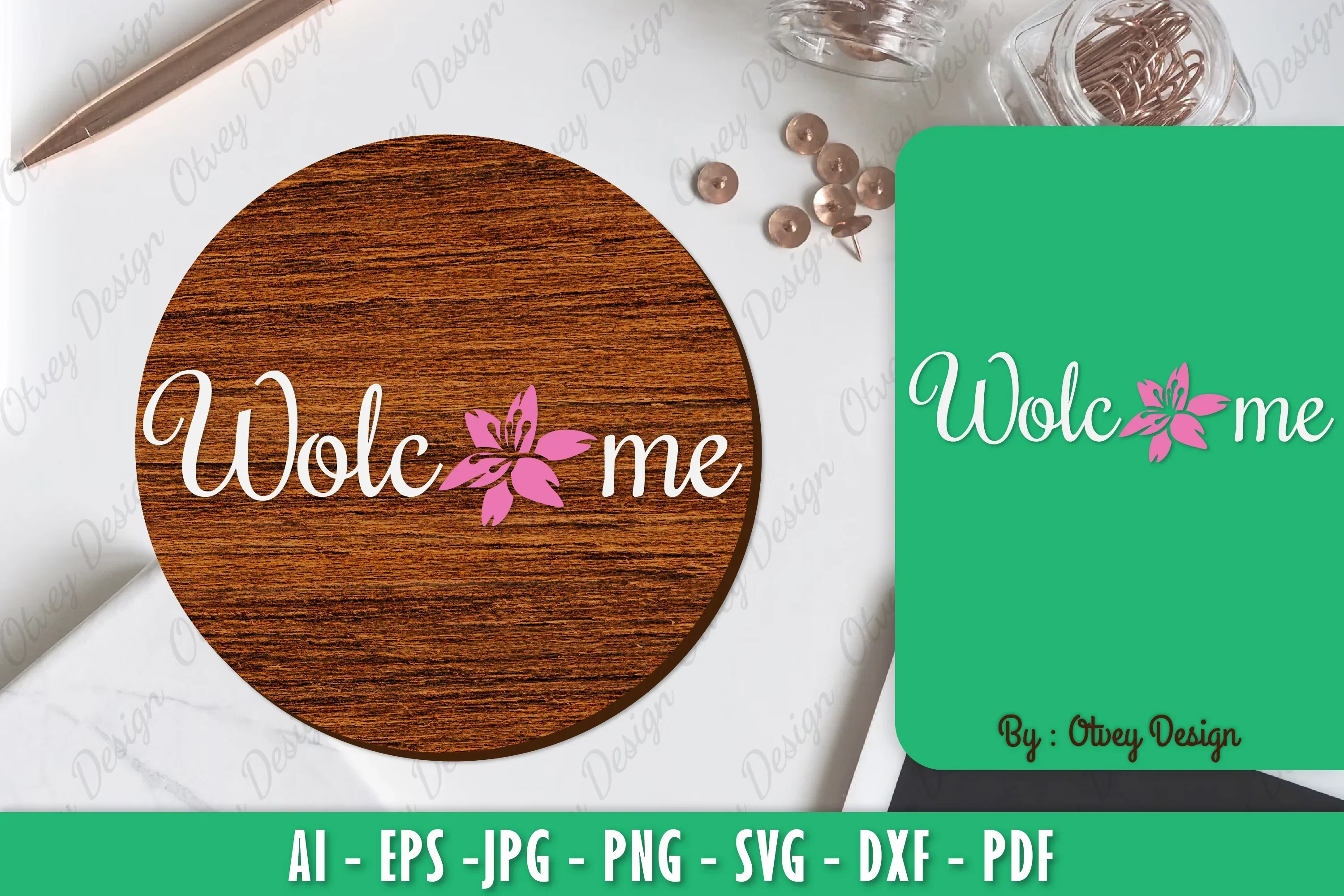 Lily Flower Welcome Sign SVG Bundle