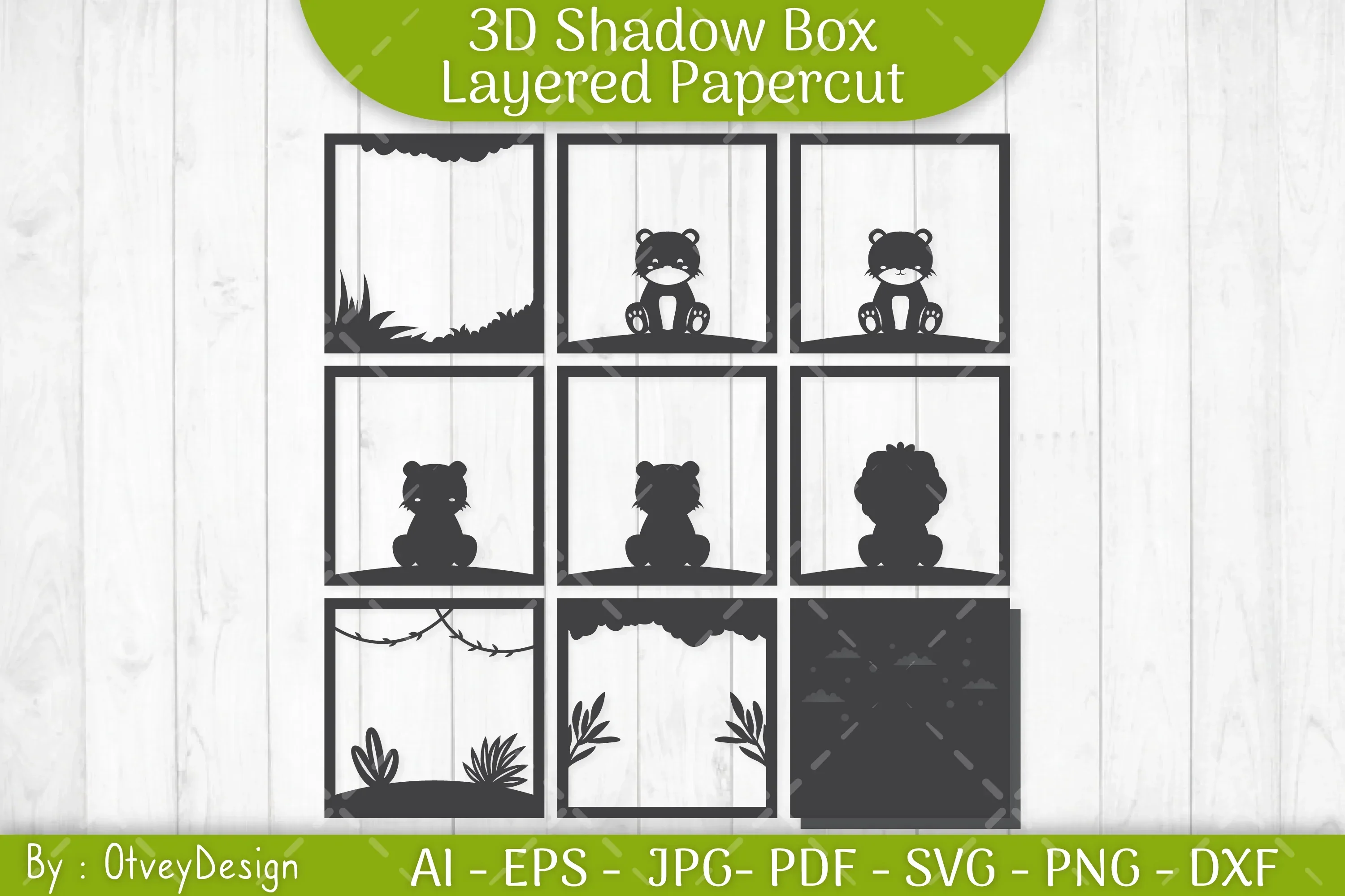 Lion Animals Shadow Box Layered Papercut SVG Bundle - Image 3