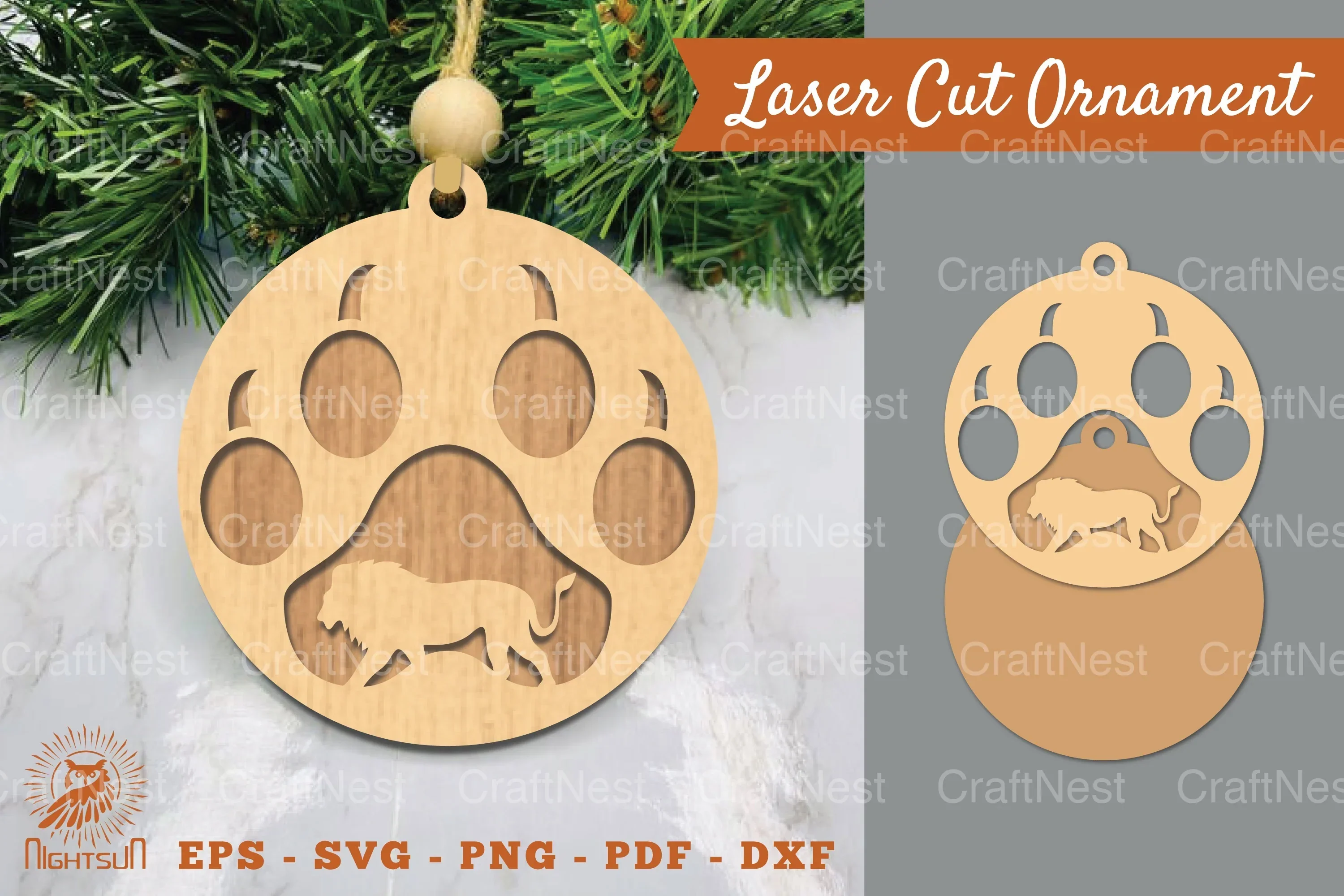 Lion Paw Laser Cut Ornament Clipart Bundle