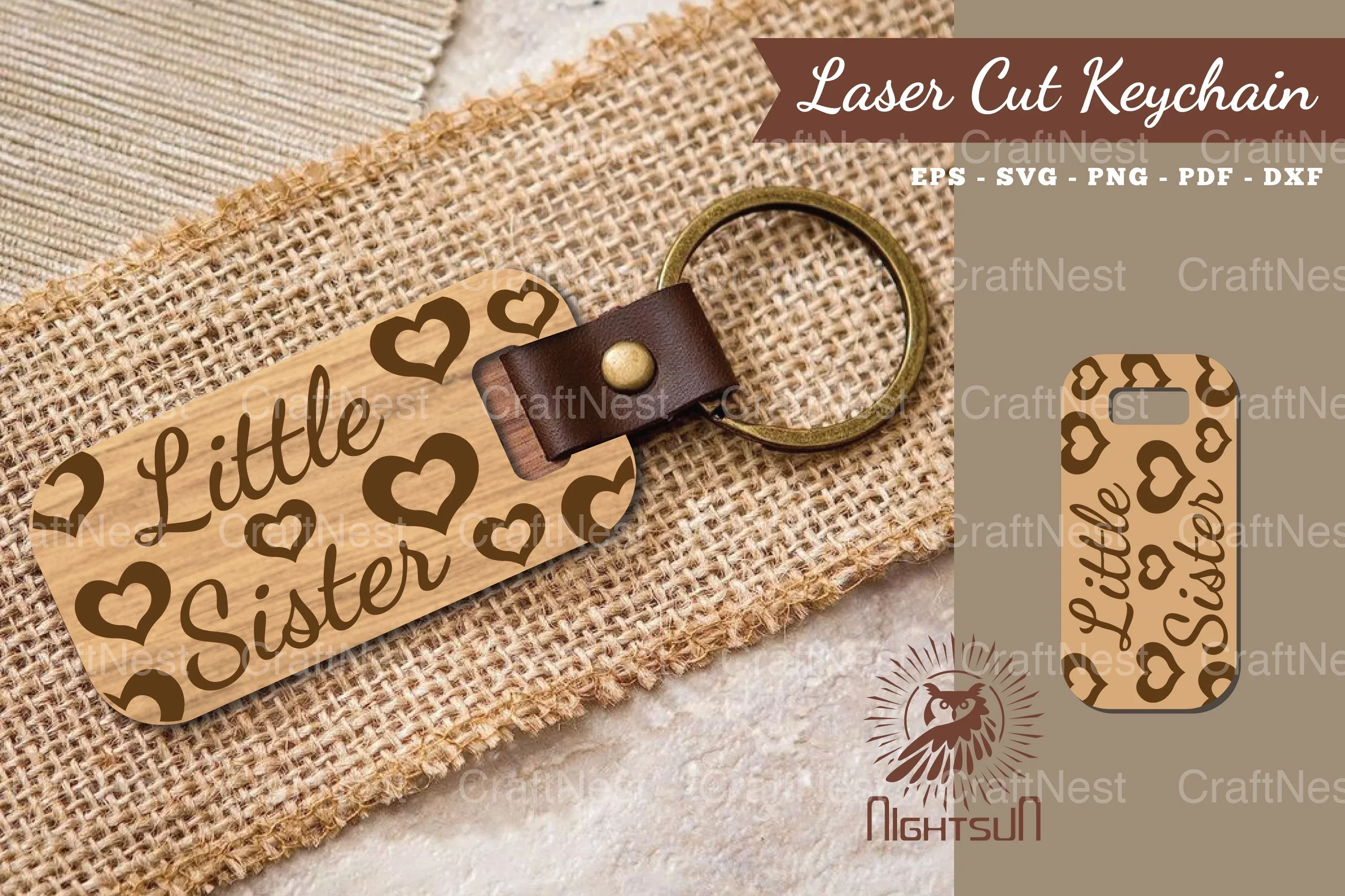 Little Sister Laser Cut Keychain Design