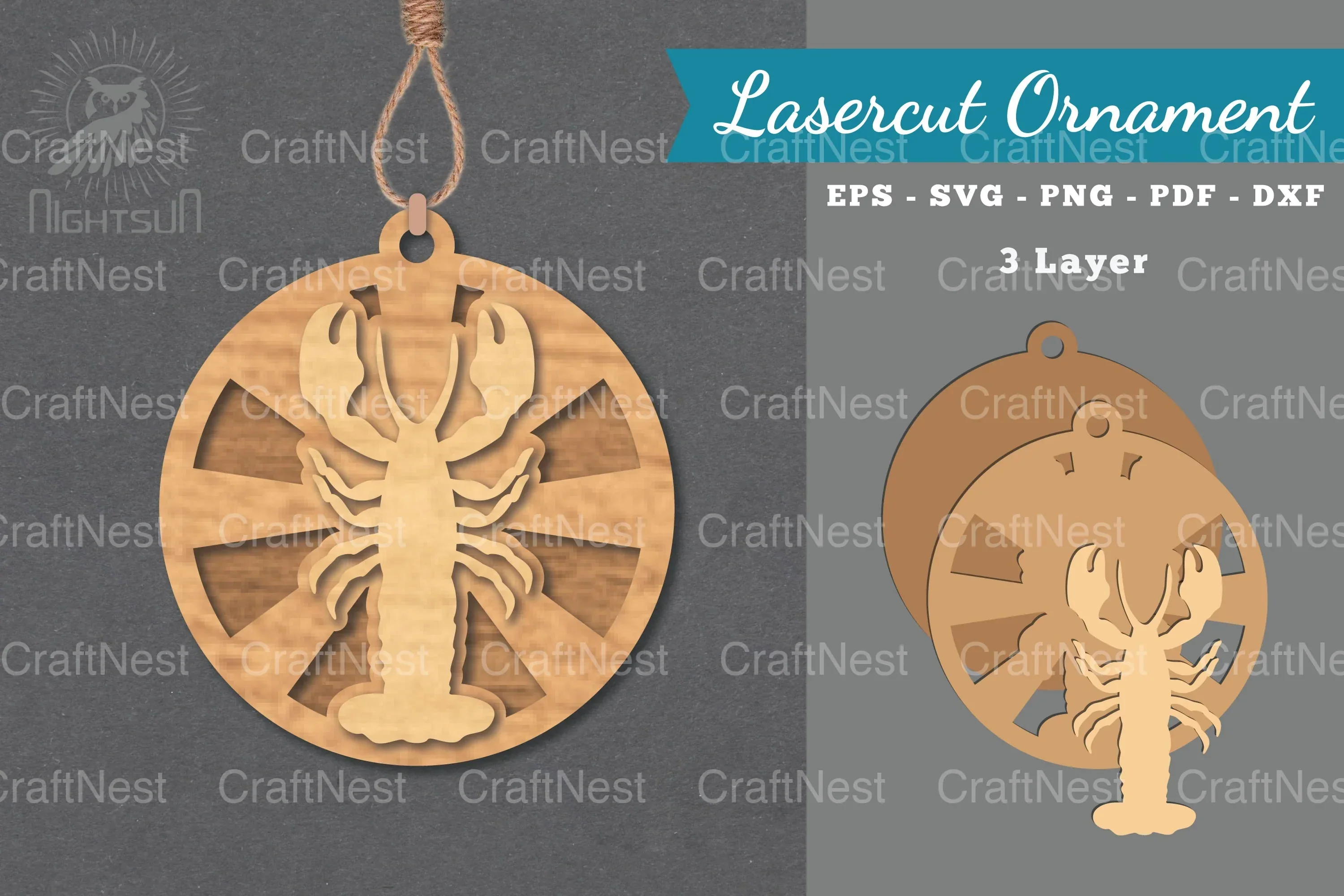 Lobster Laser Cut Ornament SVG Bundle