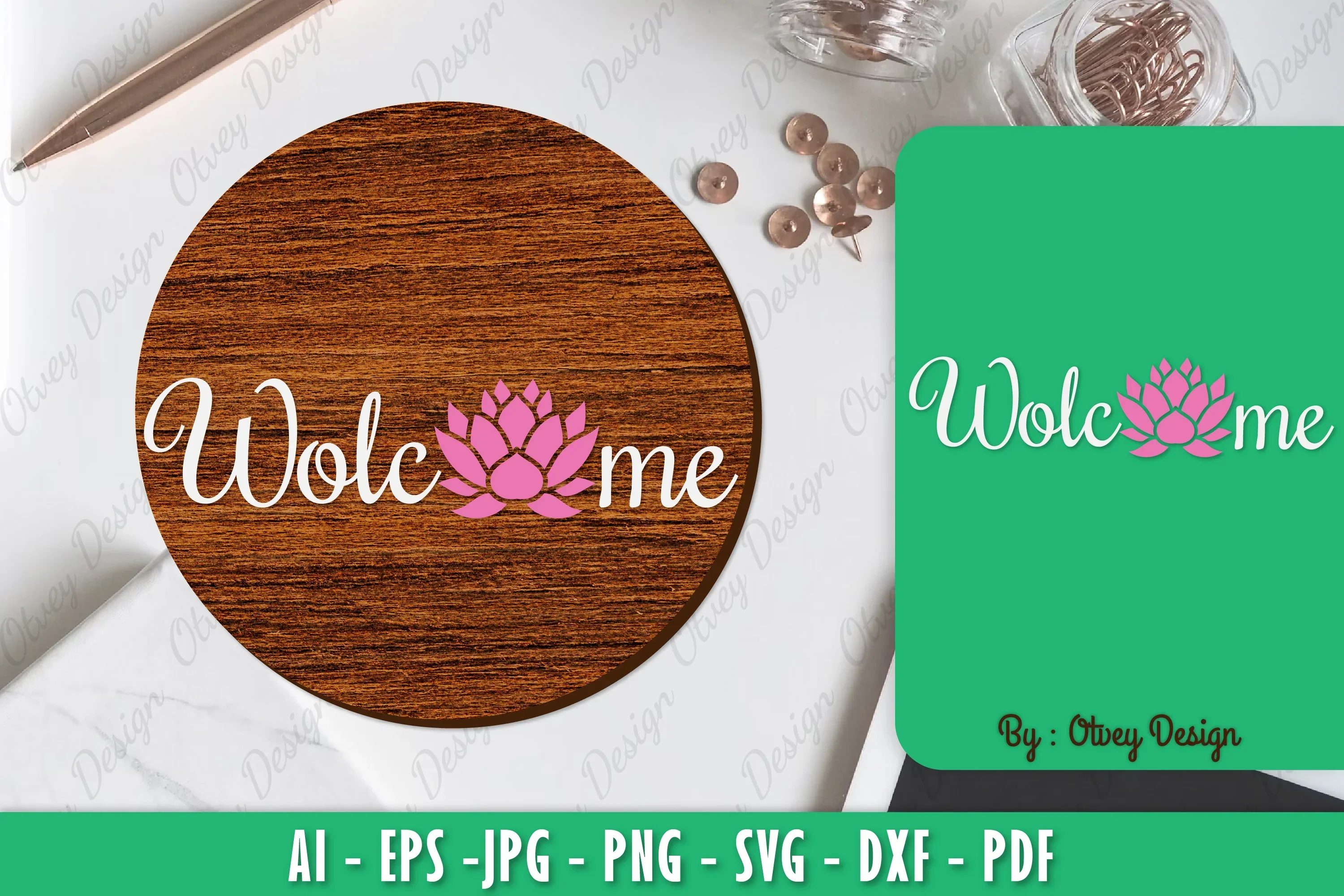 Lotus Flower Welcome Sign SVG Bundle