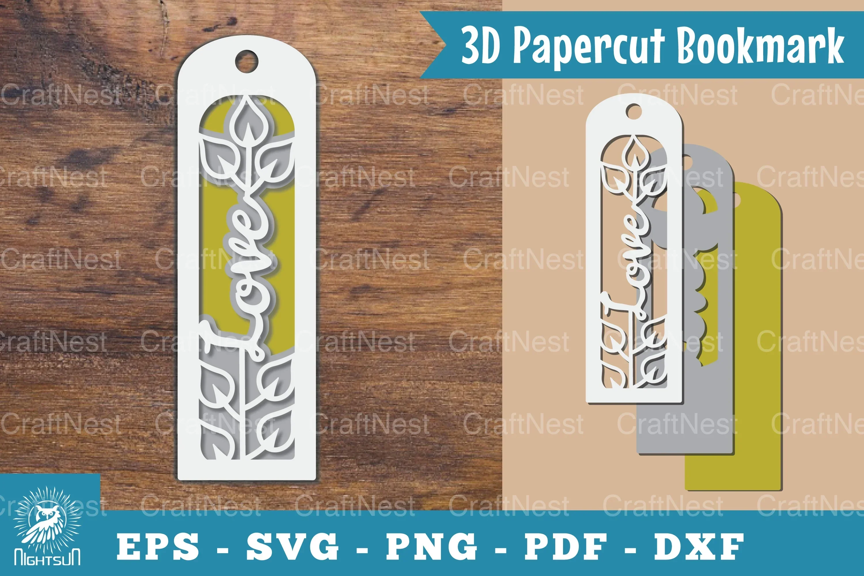 Love 3D Papercut Bookmark Clipart Bundle