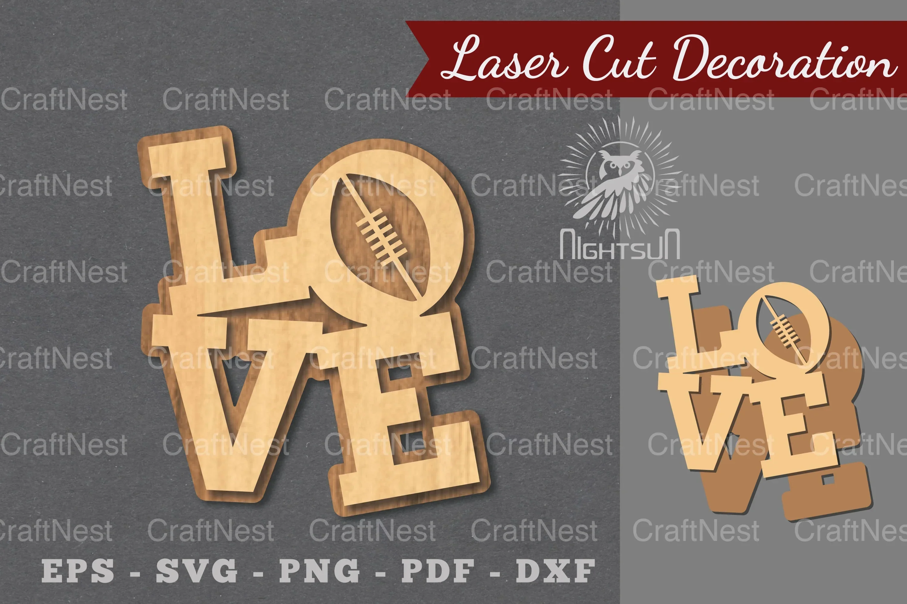Love American Football Laser Cut Decoration Clipart Bundle