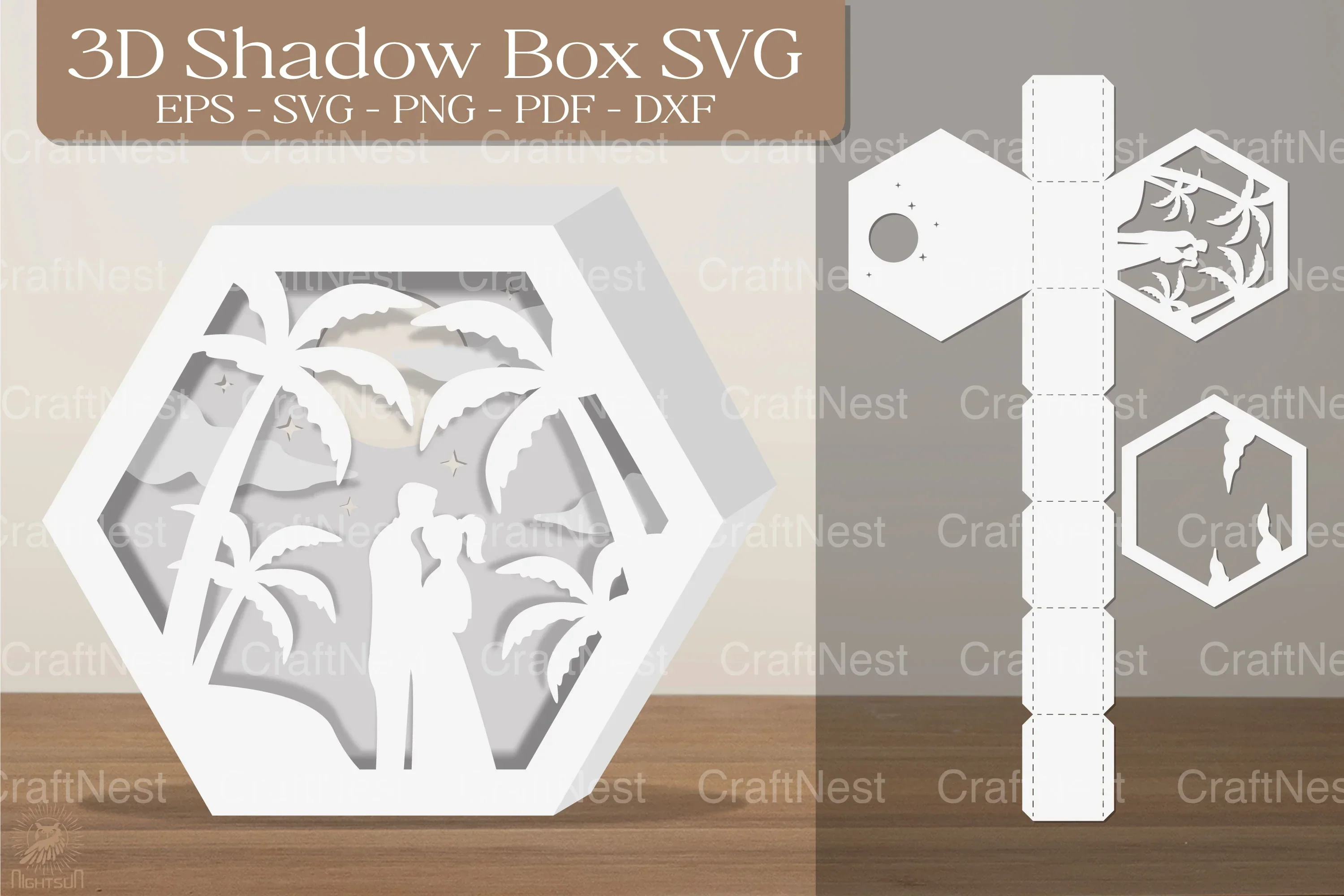 Love Couple 3D Shadow Box Clipart Bundle