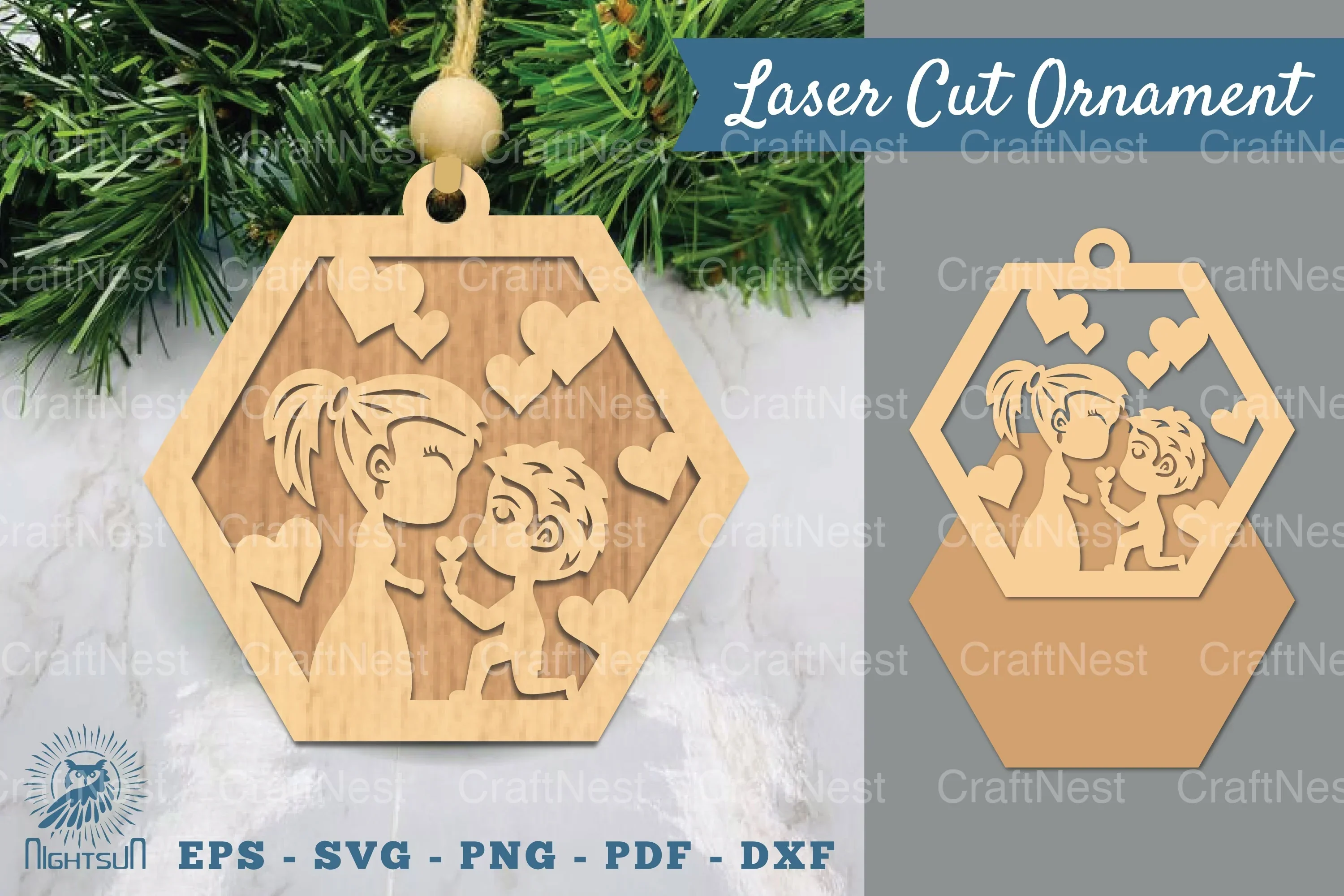 Love Couple Laser Cut Ornament Clipart Bundle