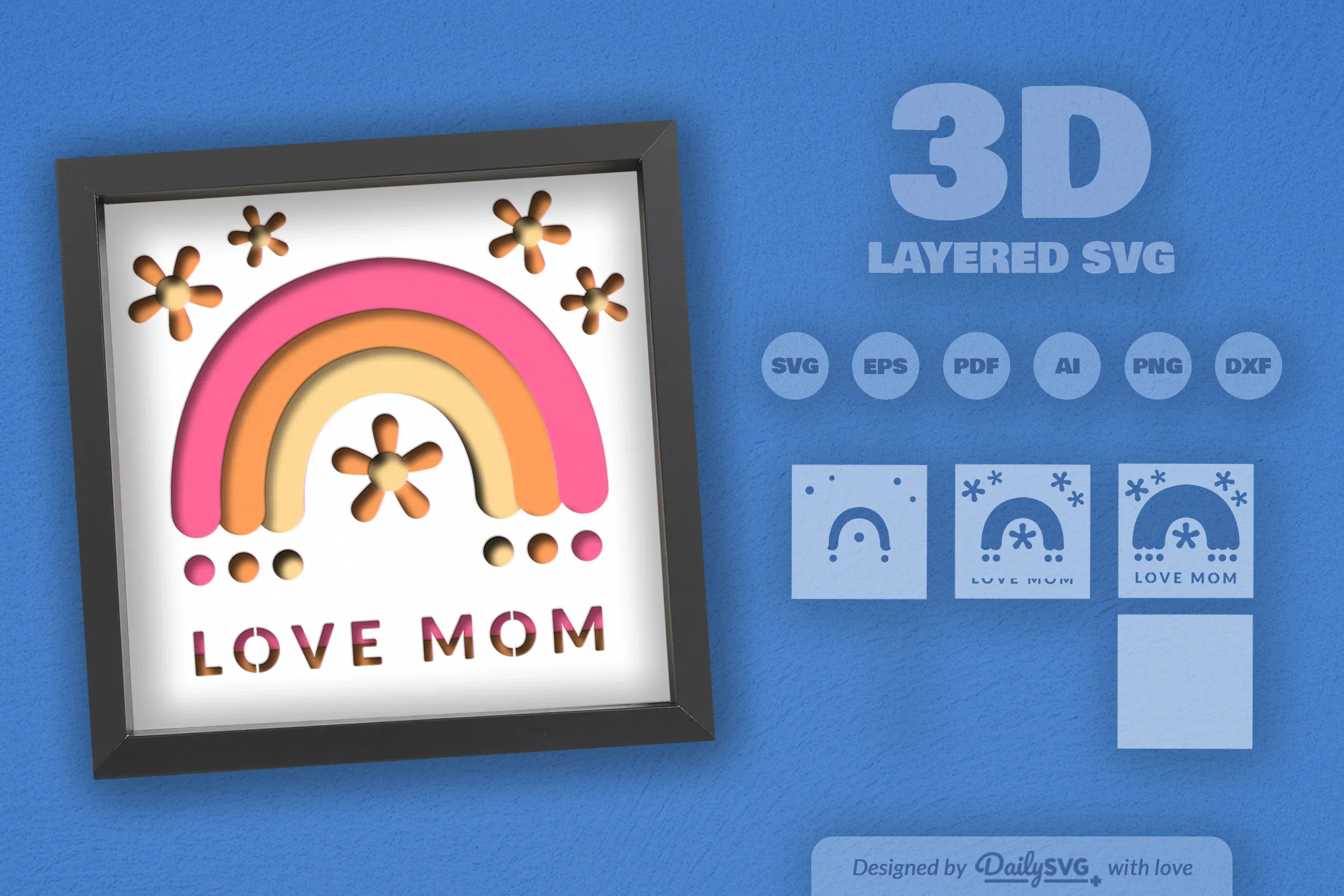 Love Mom Papercut SVG Bundle - Image 2