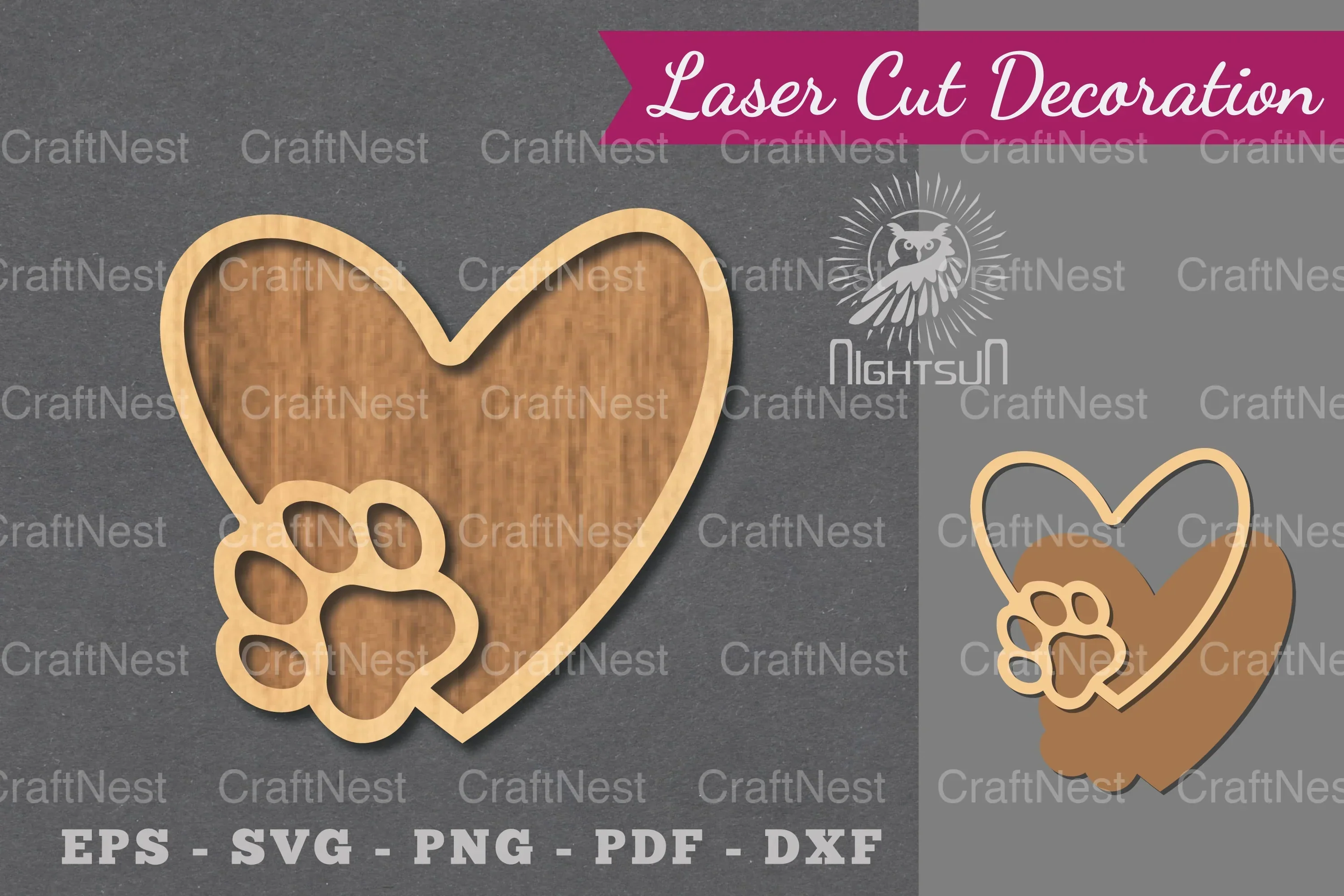 Love Paw Laser Cut Decoration Clipart Bundle