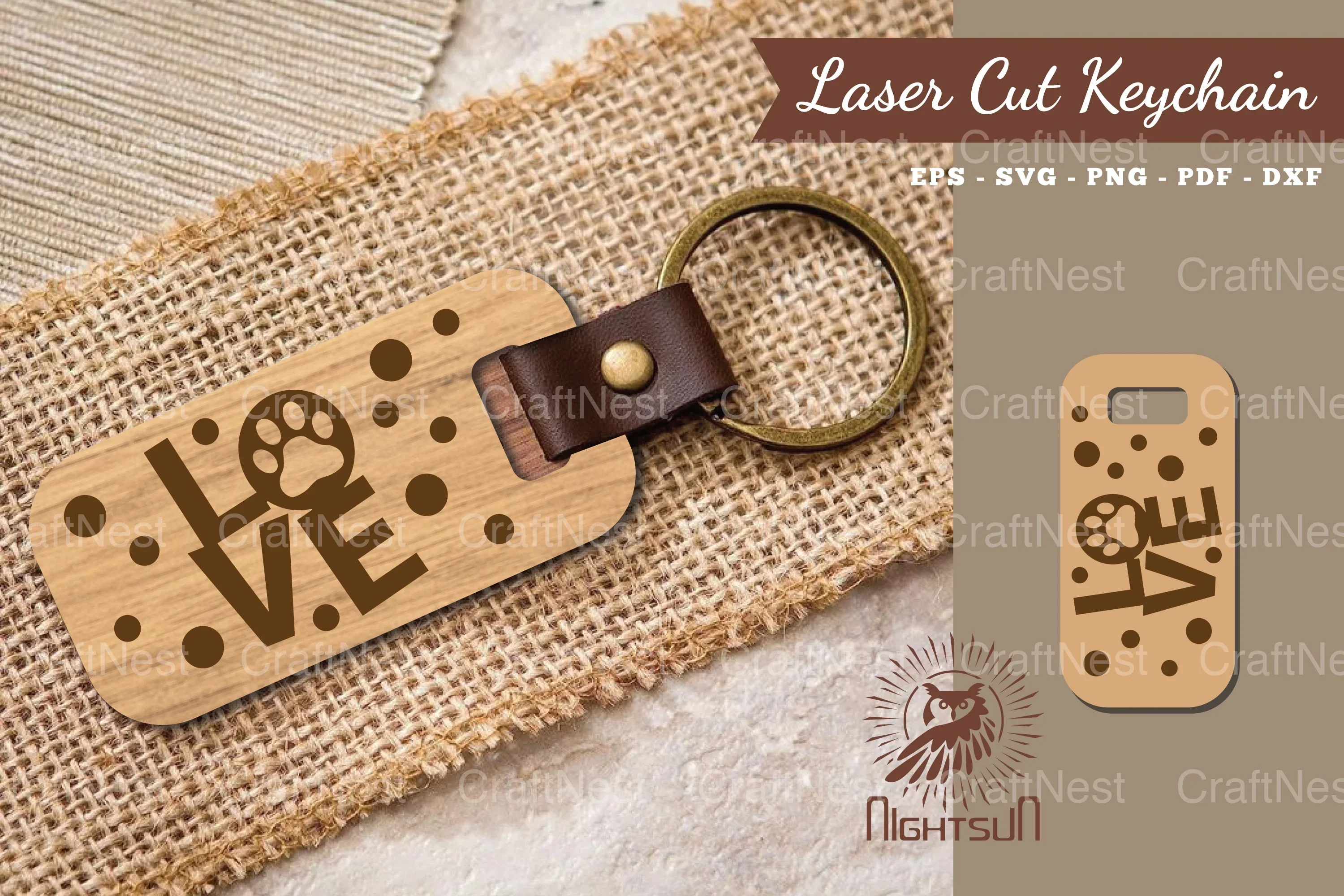 Love Paw Laser Cut Keychain Design Bundle