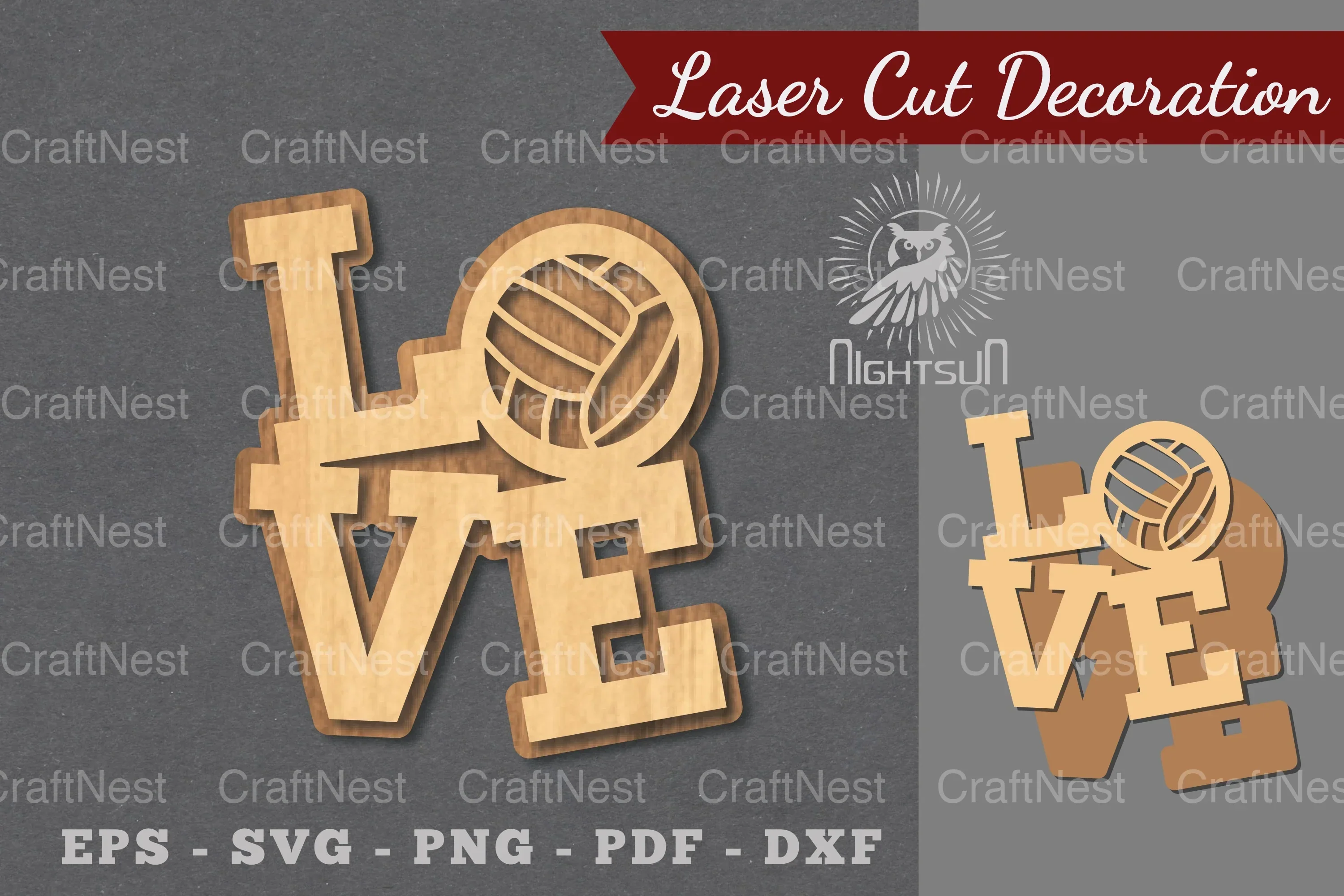 Love Volleyball Laser Cut Decoration Clipart Bundle
