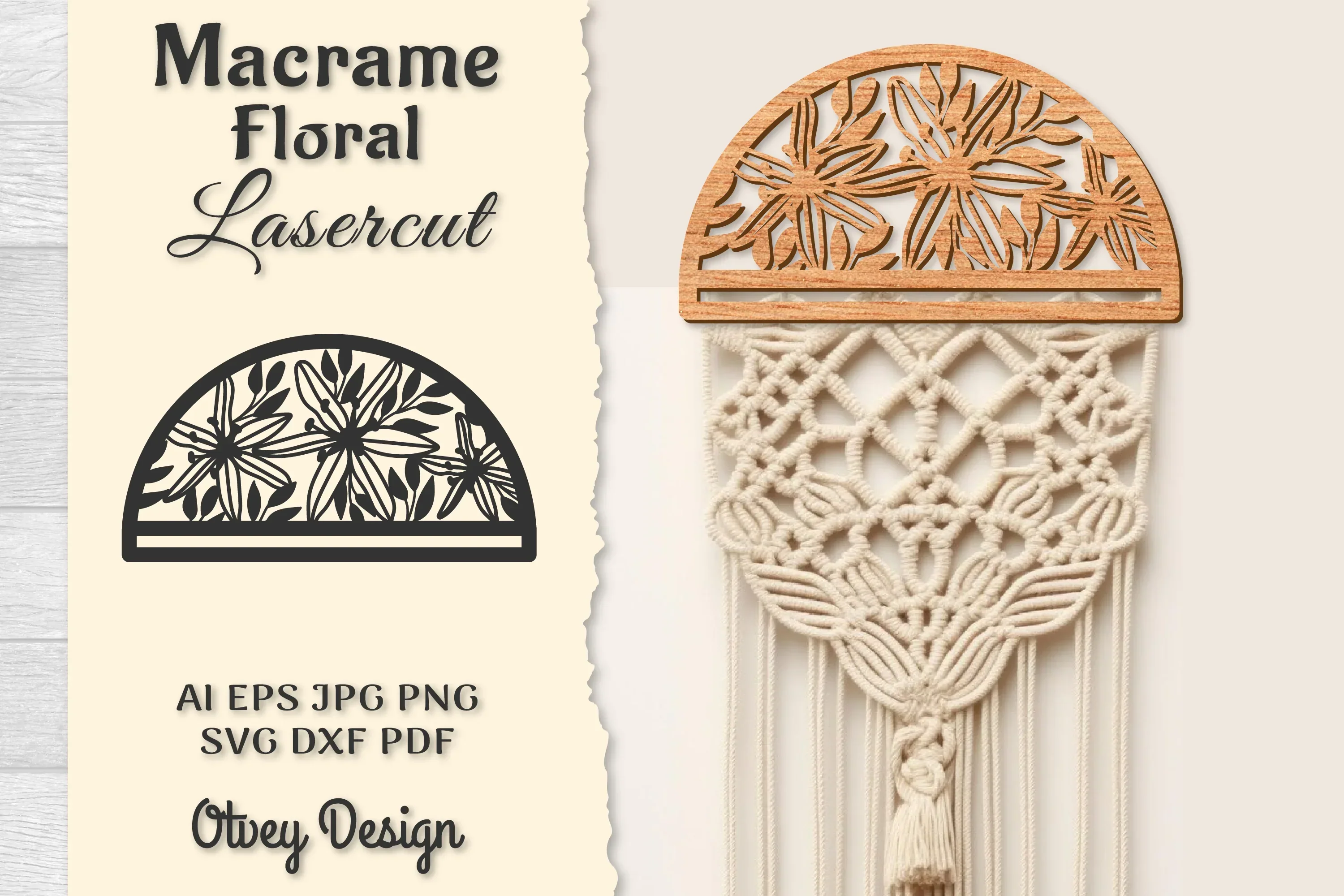 Macrame Frame Floral Lasercut SVG Bundle