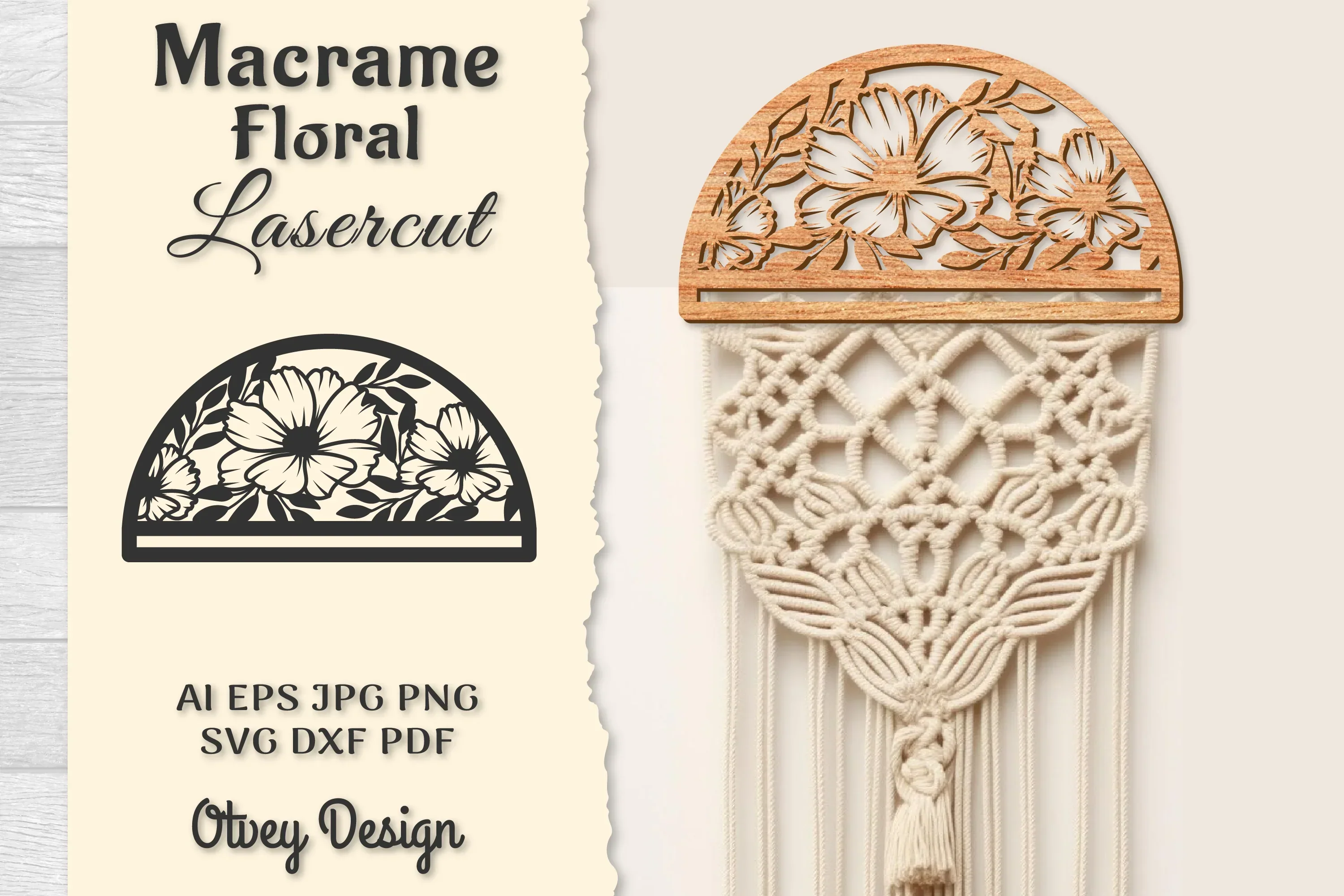 Macrame Frame Floral Lasercut SVG Bundle