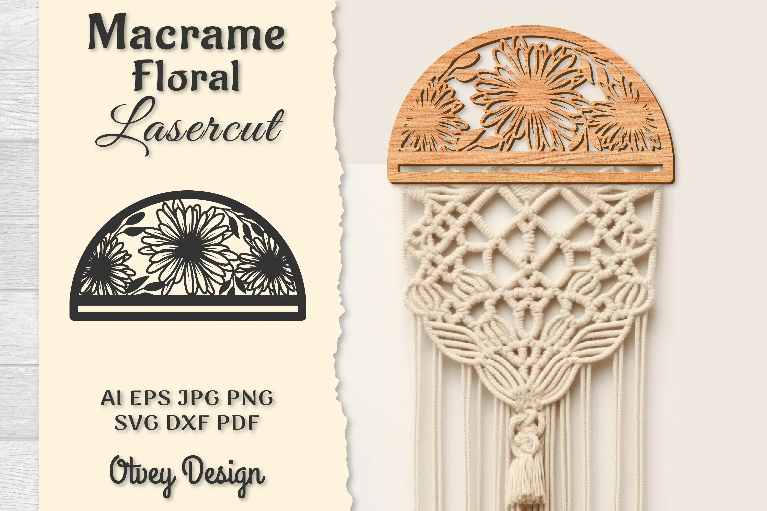 Macrame Frame Floral Lasercut SVG Bundle