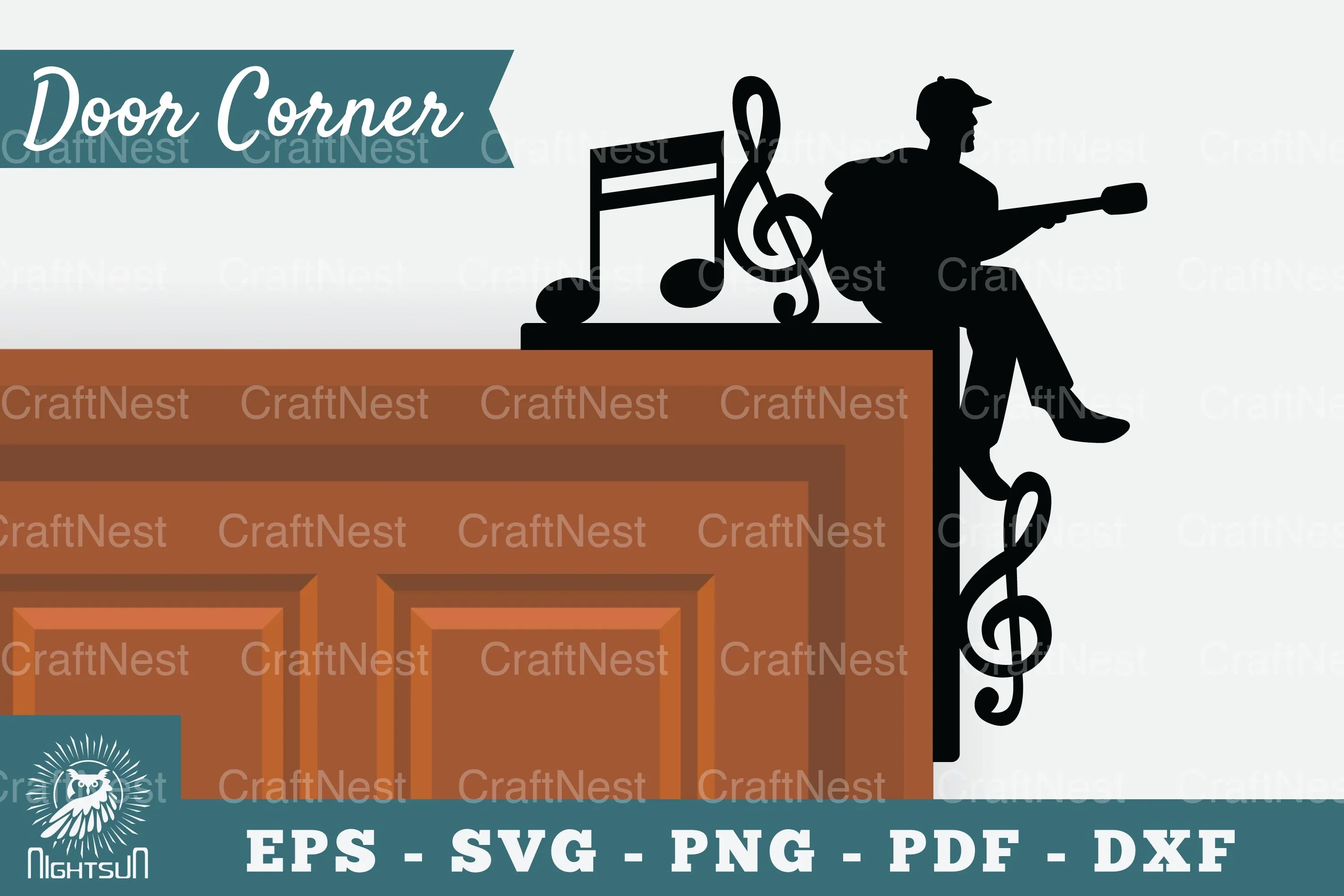 Man Playing Guitar Door Corner Clipart Bundle
