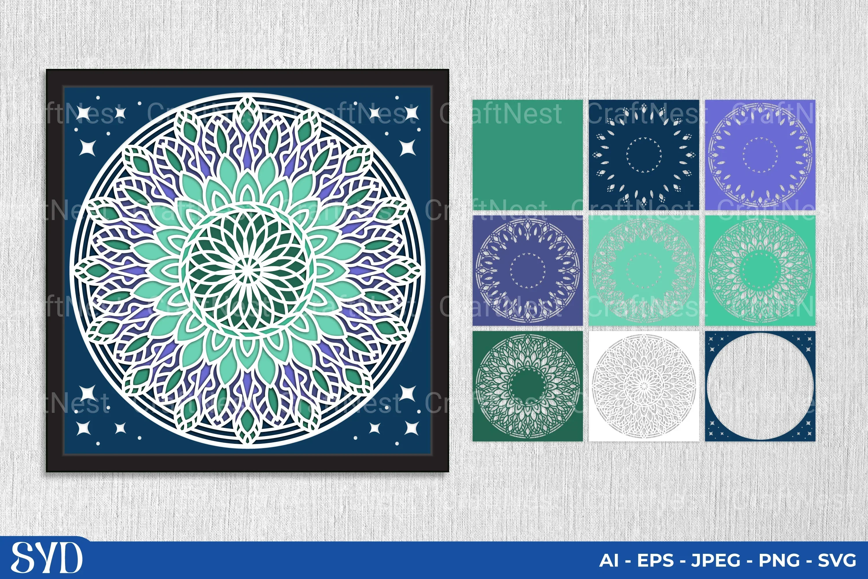 Mandala 3D Layered Papercut SVG Bundle
