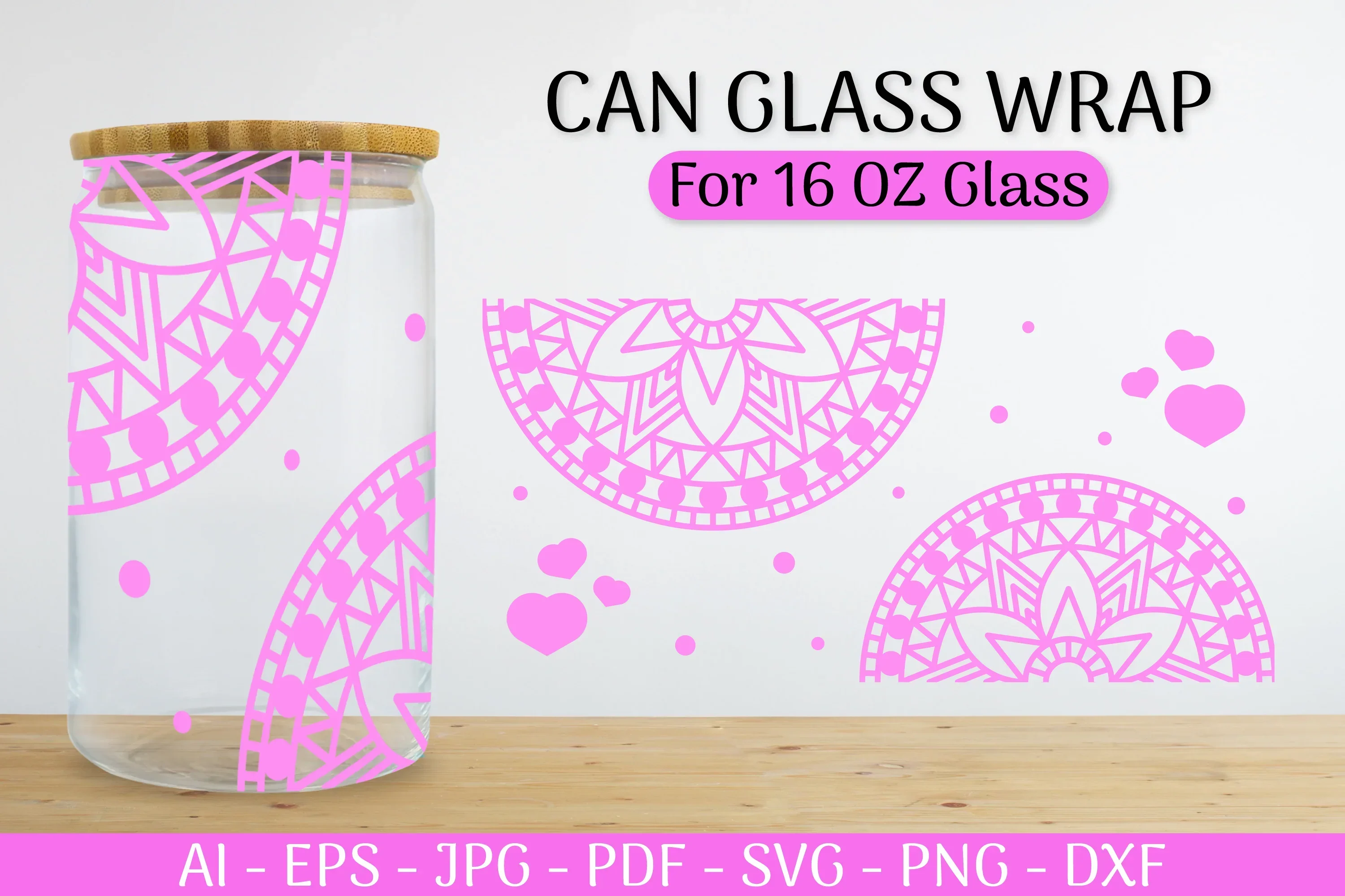 Mandala Can Glass Wrap Designs SVG Bundle