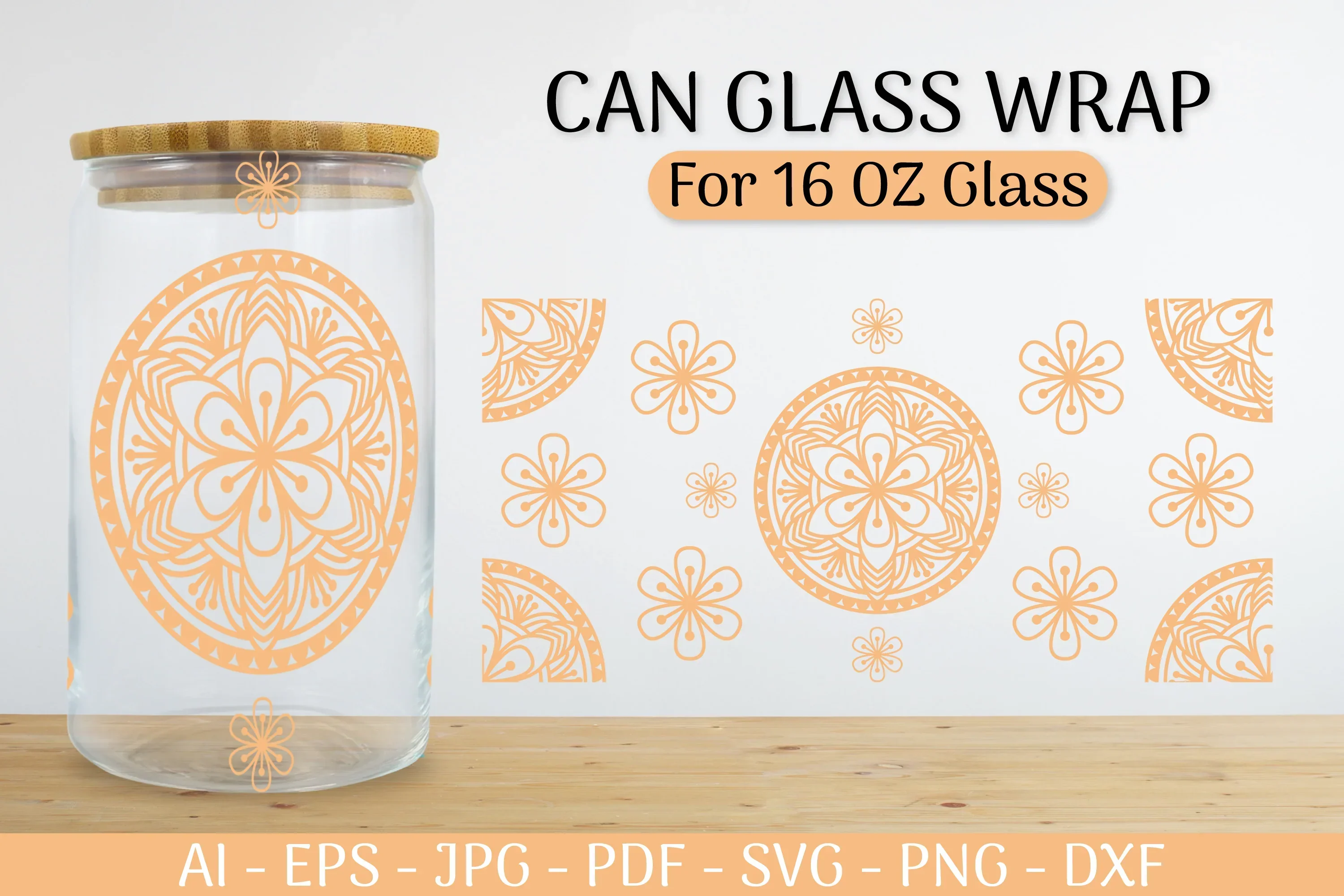 Mandala Can Glass Wrap Designs SVG Bundle