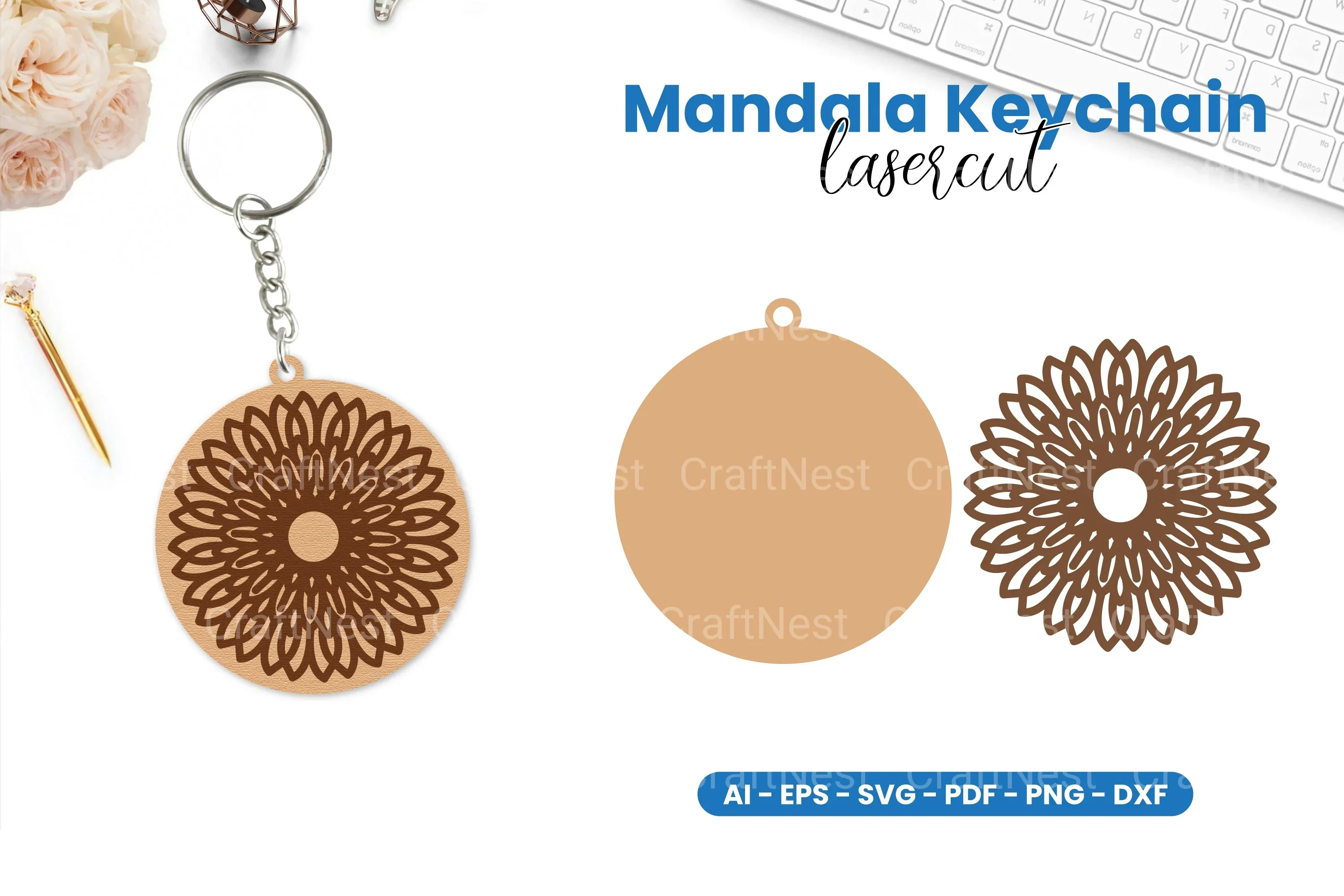 Mandala Keychain Lasercut SVG Bundle