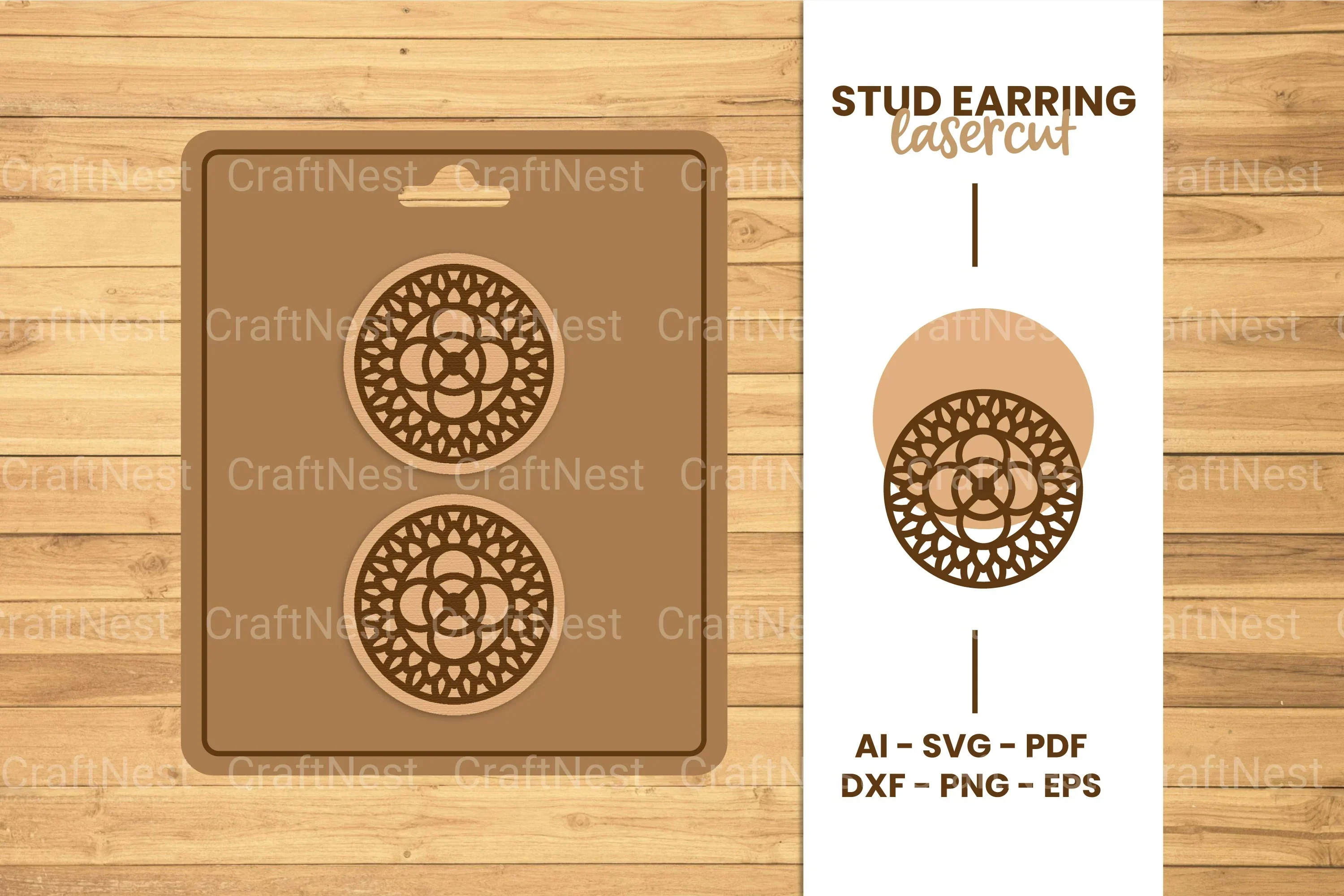 Mandala Stud Earring Lasercut SVG Bundle