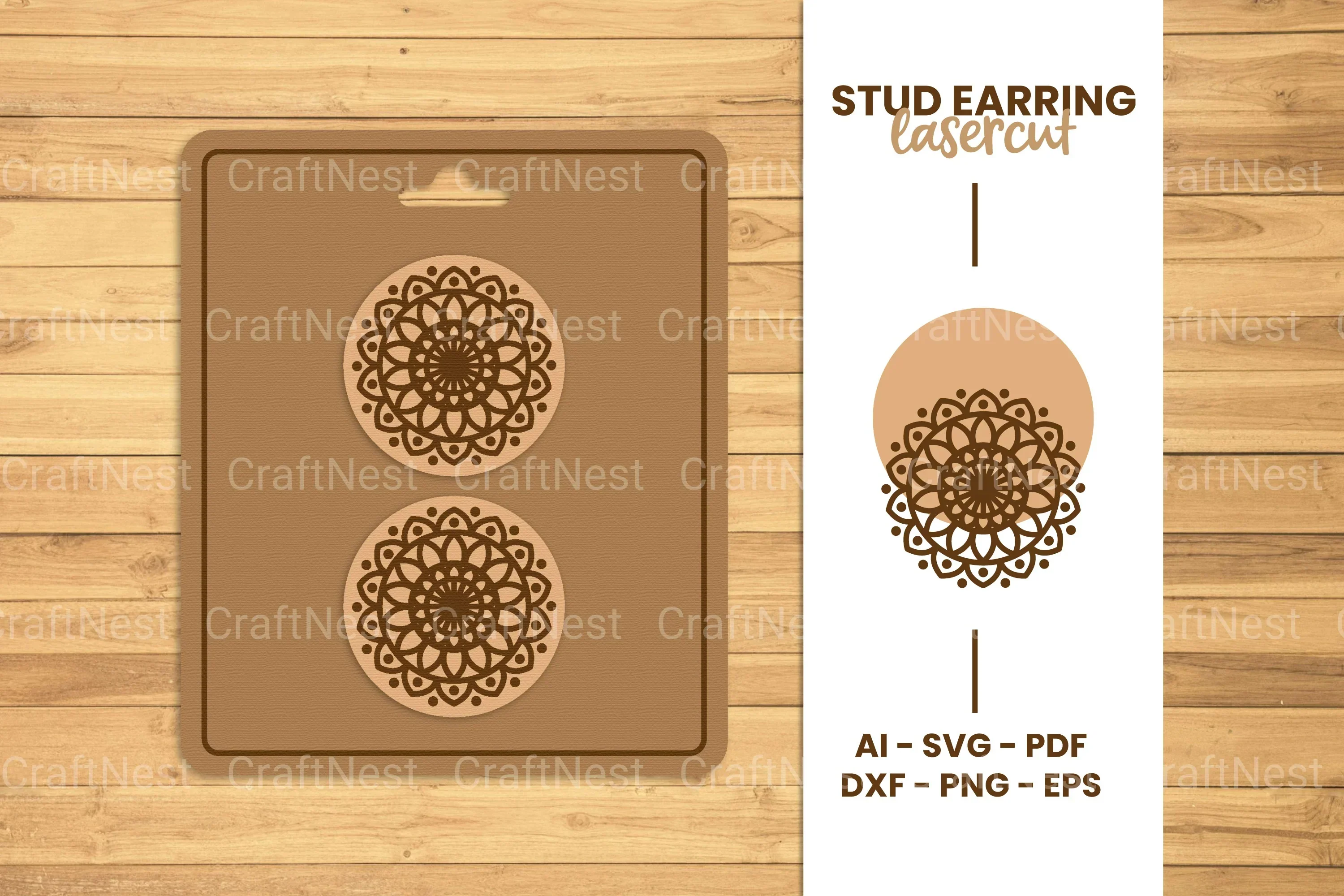 Mandala Stud Earring Lasercut SVG Bundle