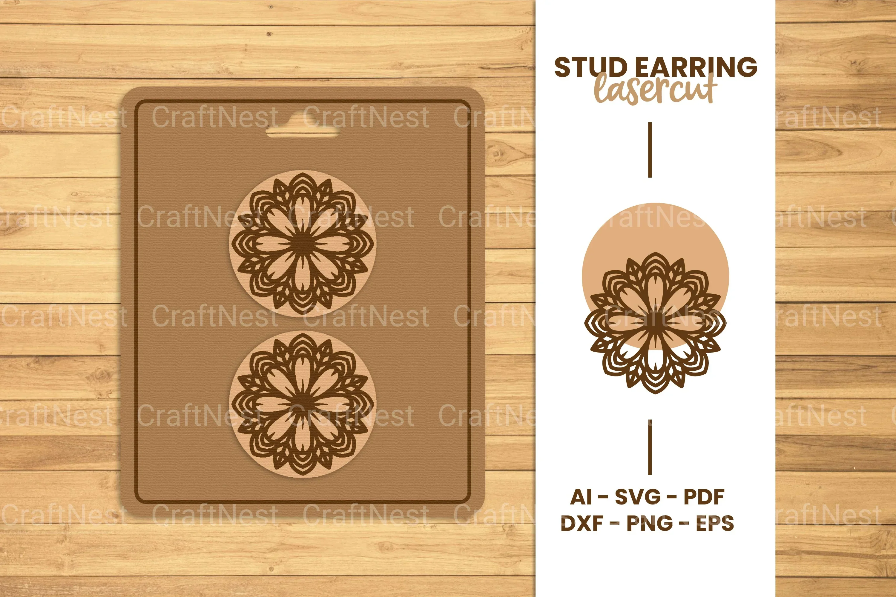 Mandala Stud Earring Lasercut SVG Bundle