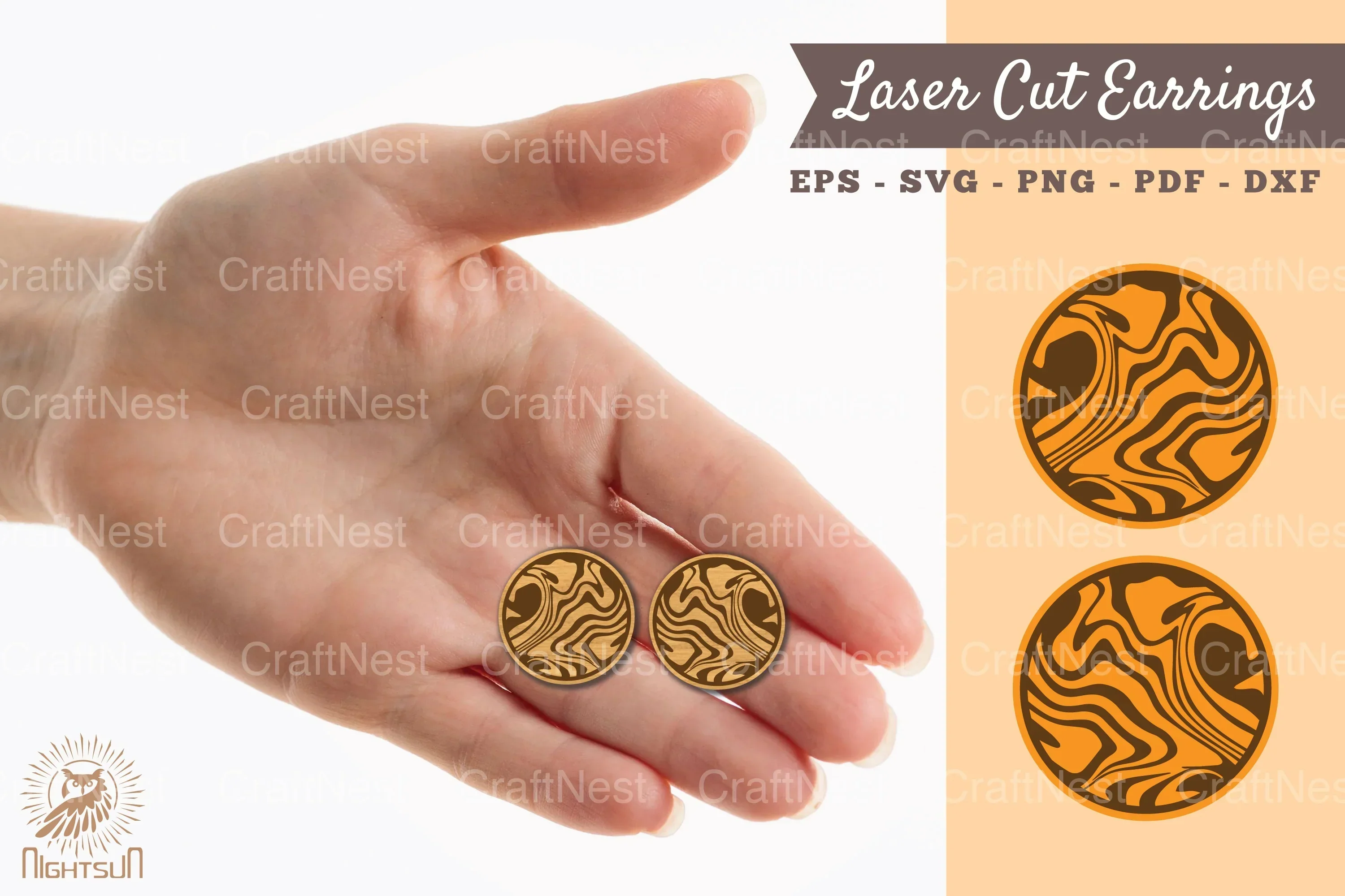 Marble Texture Laser Cut Earrings SVG Bundle