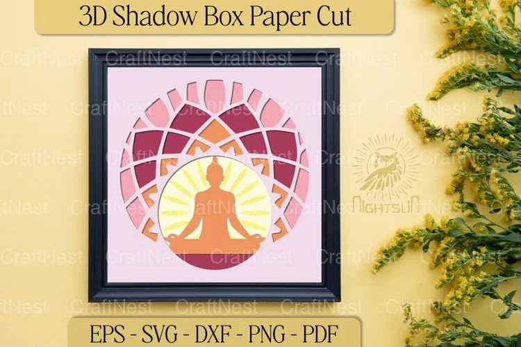 Meditation 3D Shadow Box Paper Cut Design Bundle