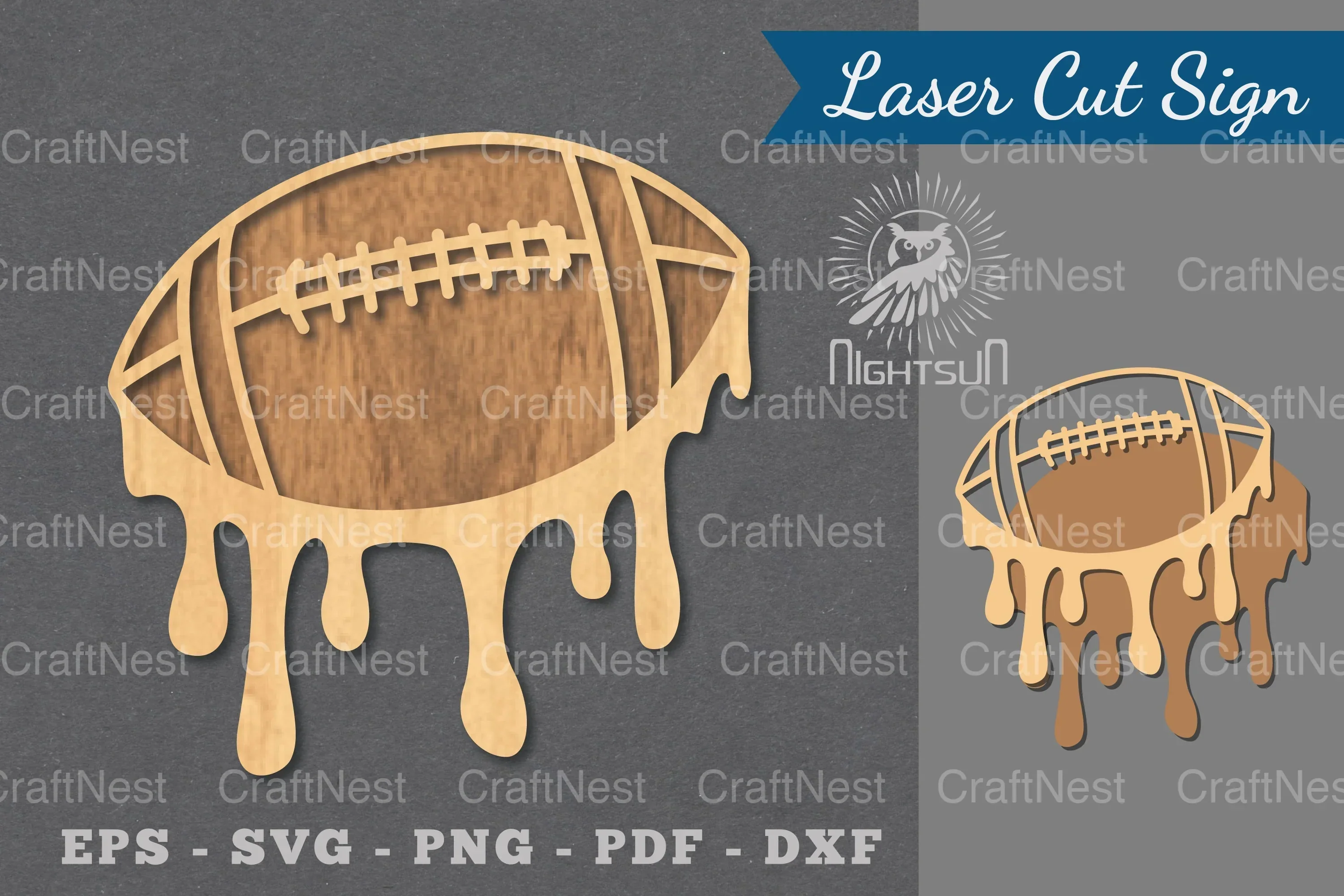 Melted American Football Laser Cut Decoration Clipart Bundle