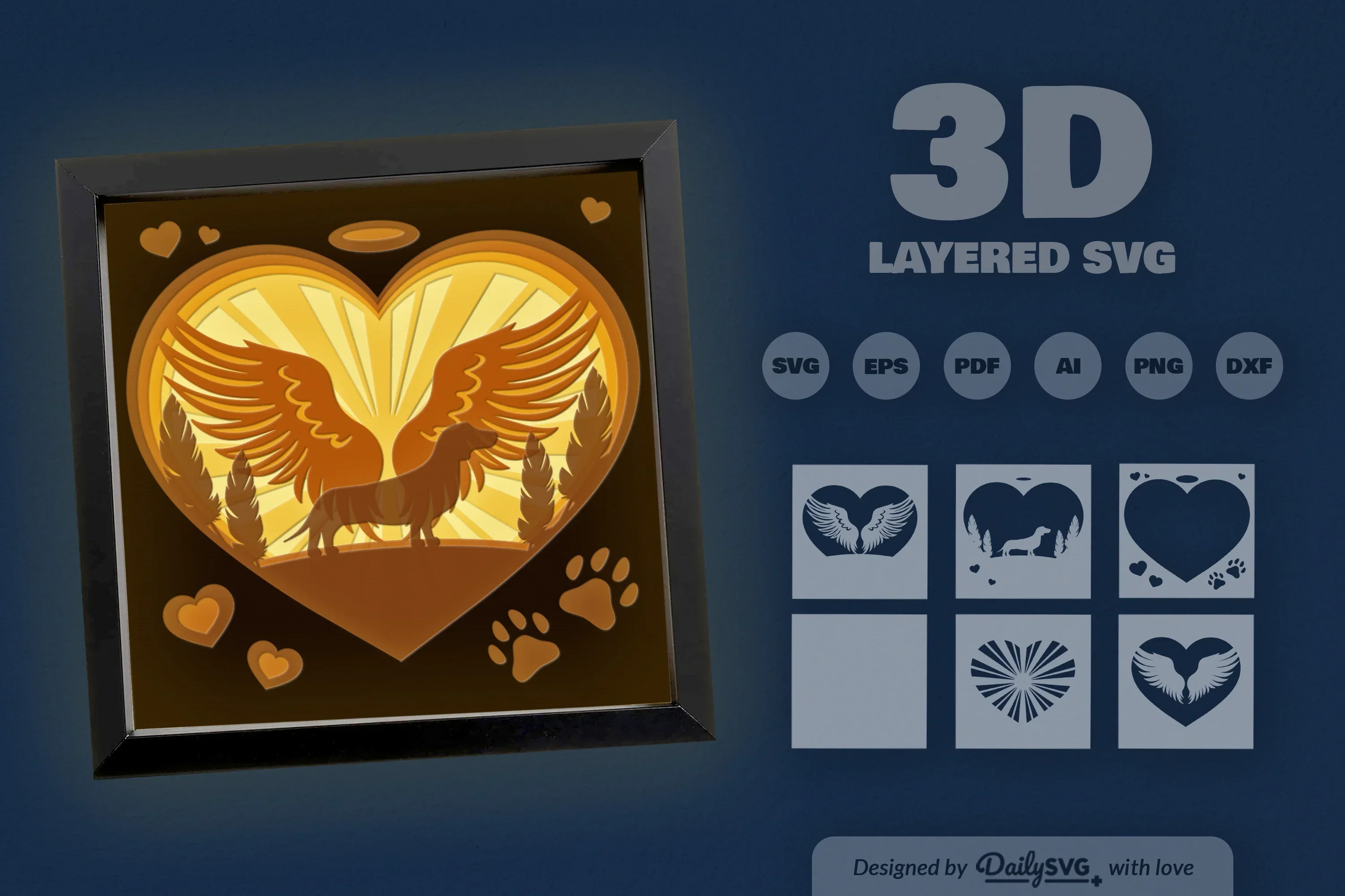 Memorial Dachshund Dog Papercut SVG Bundle - Image 3
