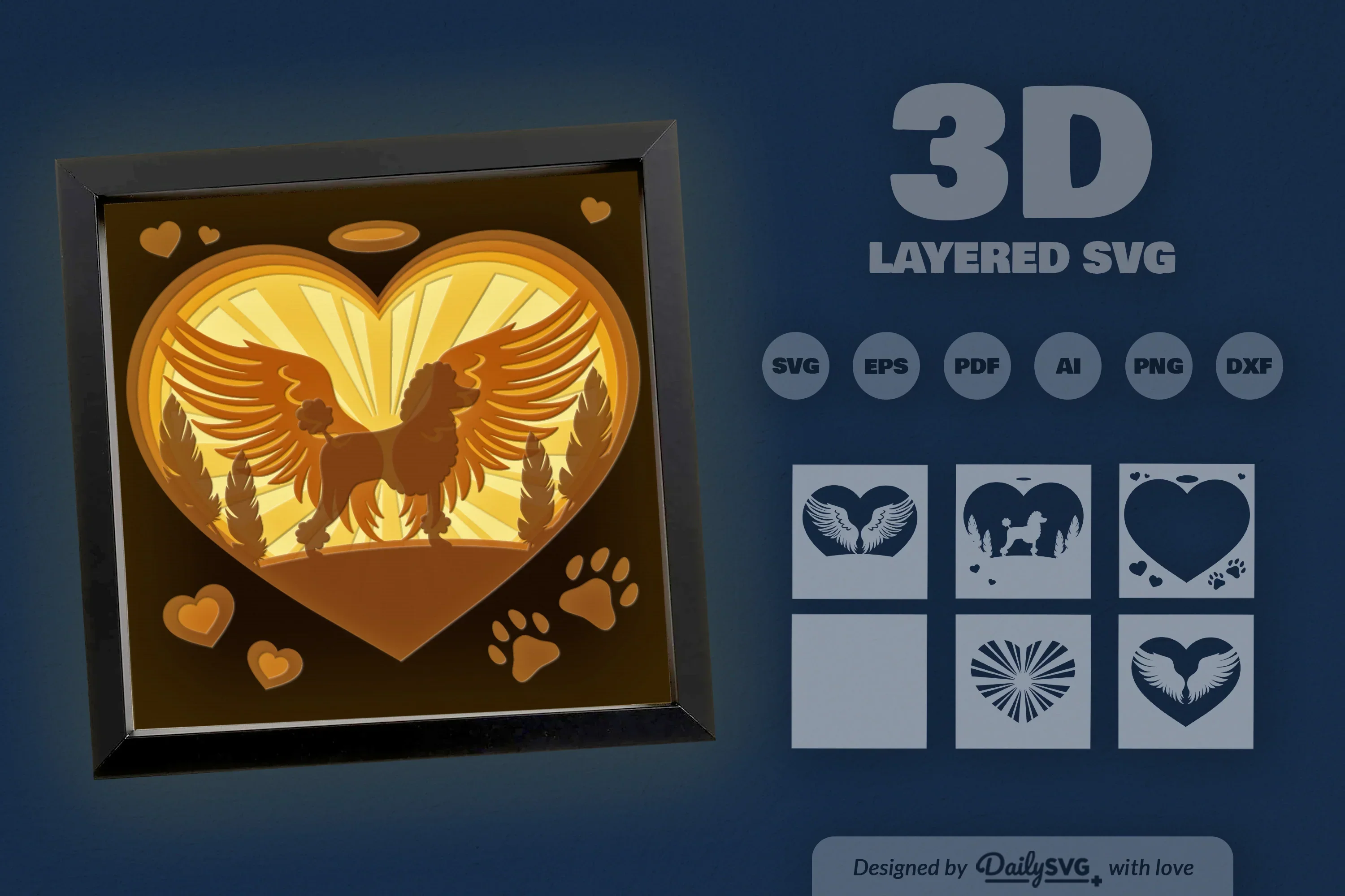Memorial Poodle Dog Papercut SVG Bundle - Image 3