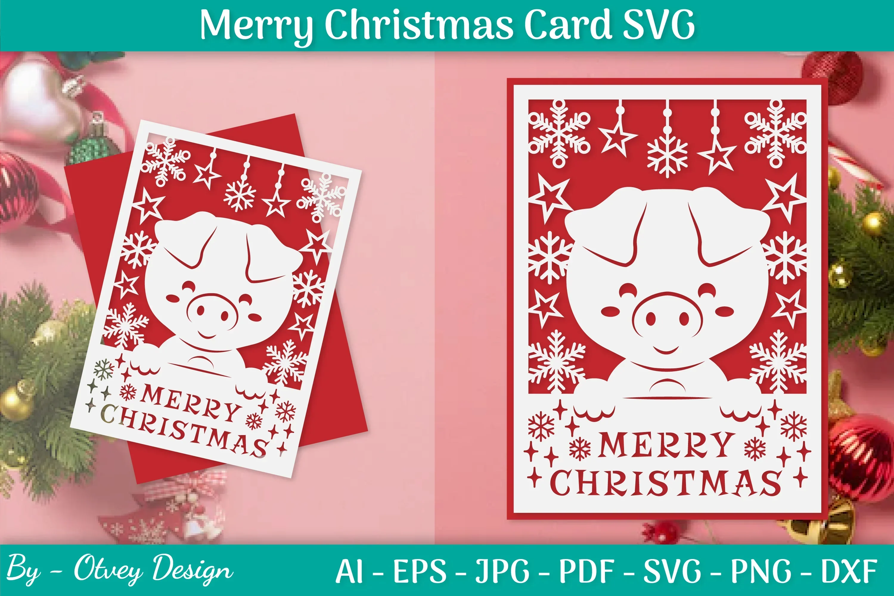 Merry Christmas Card Template SVG Bundle