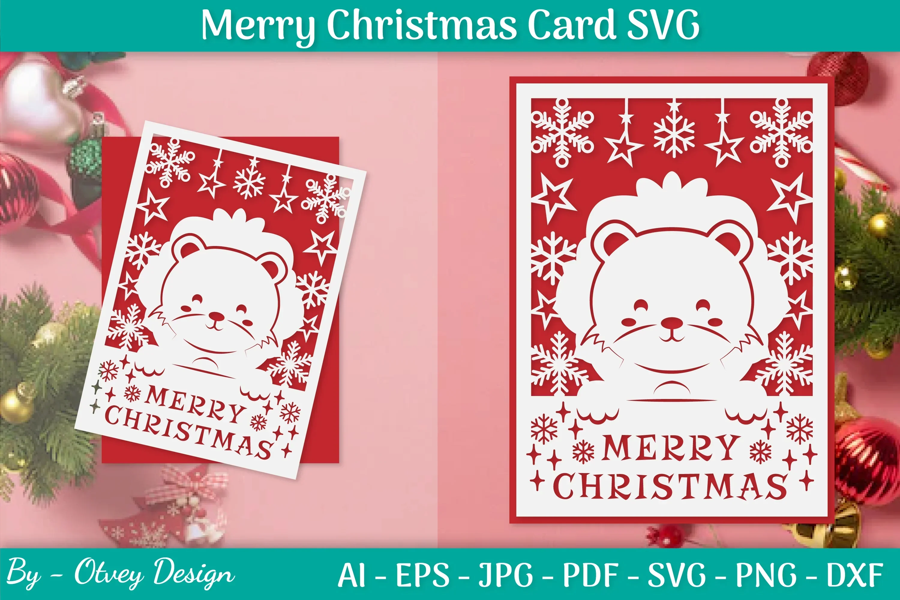 Merry Christmas Card Template SVG Bundle