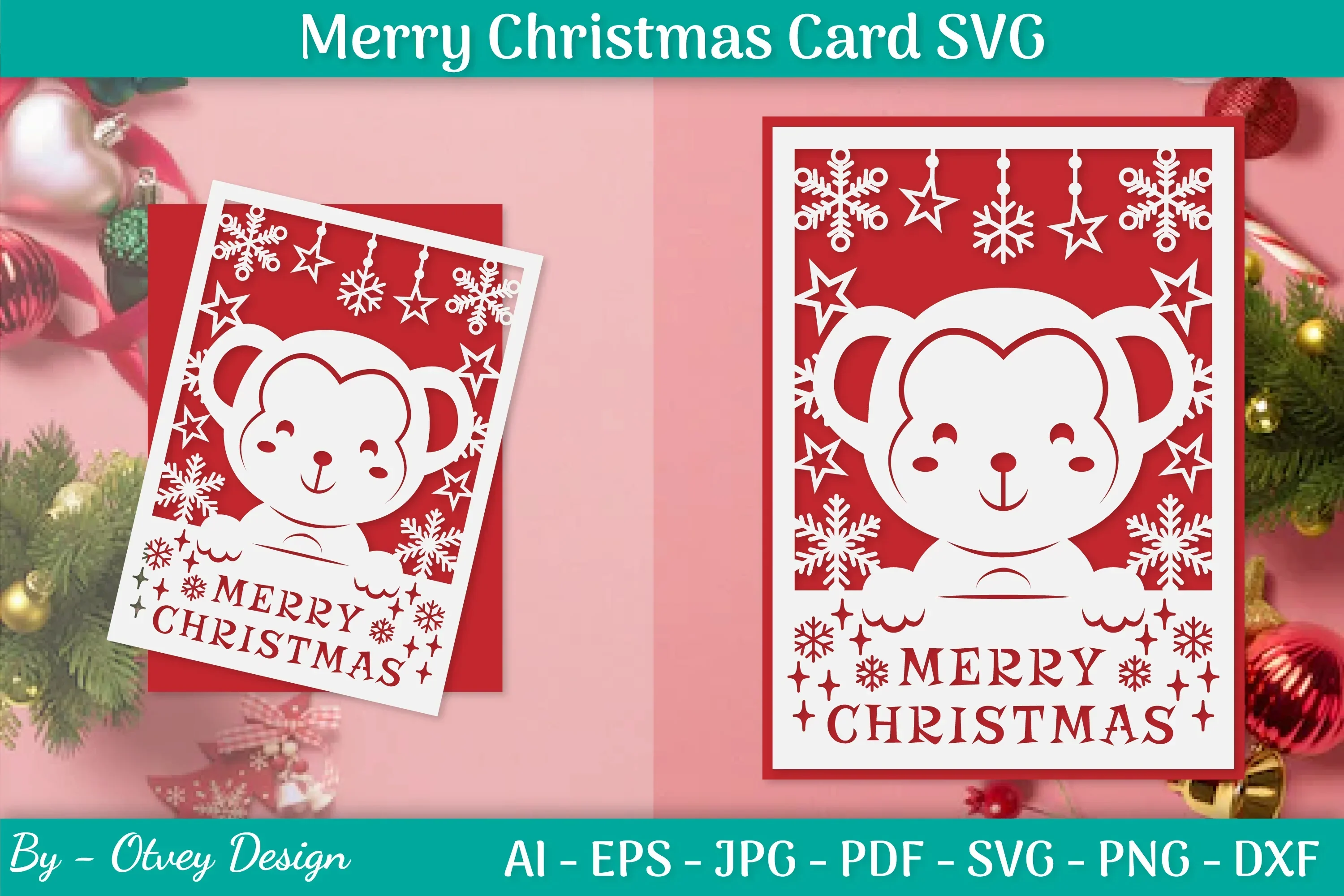 Merry Christmas Card Template SVG Bundle