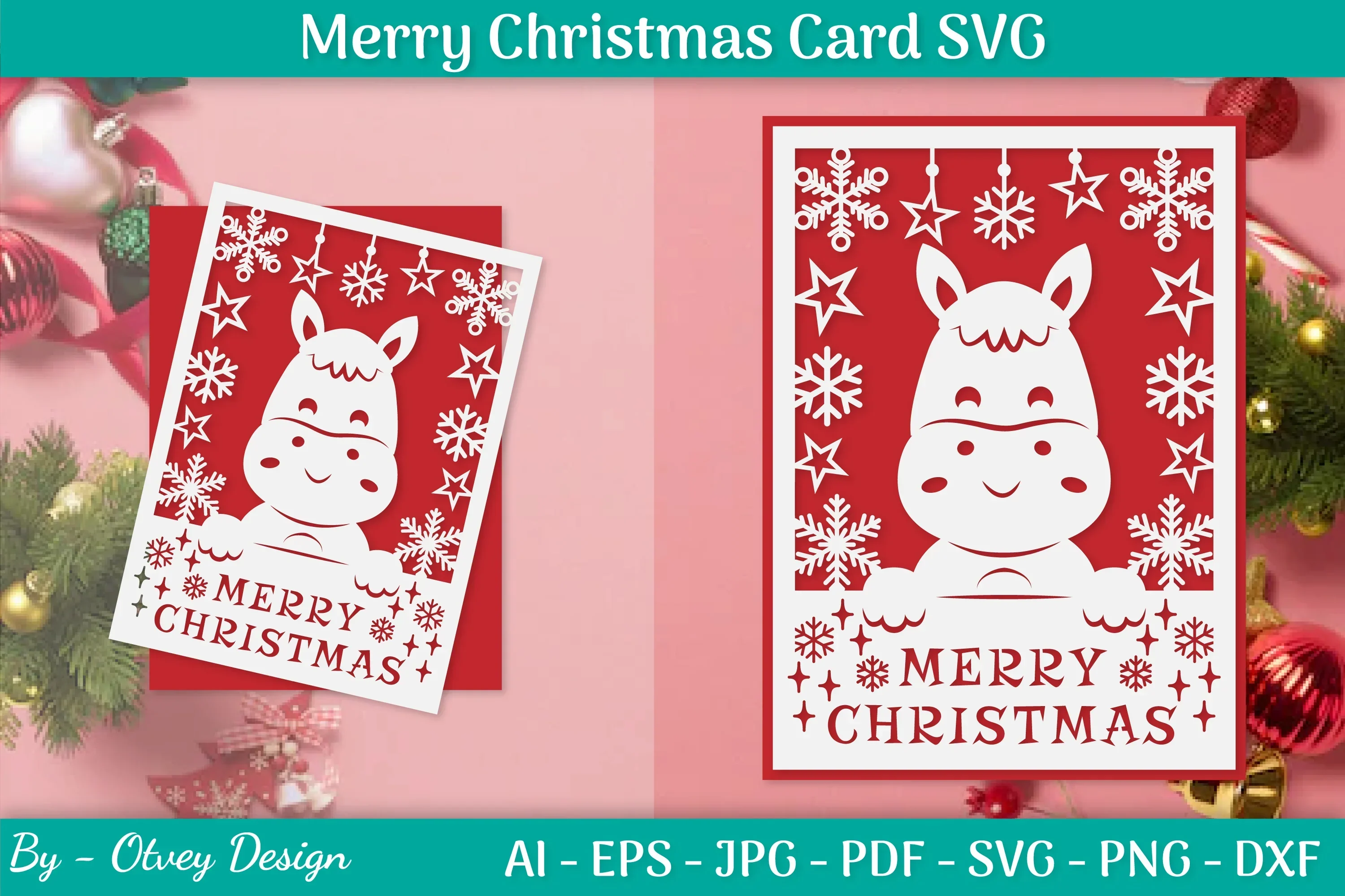 Merry Christmas Card Template SVG Bundle