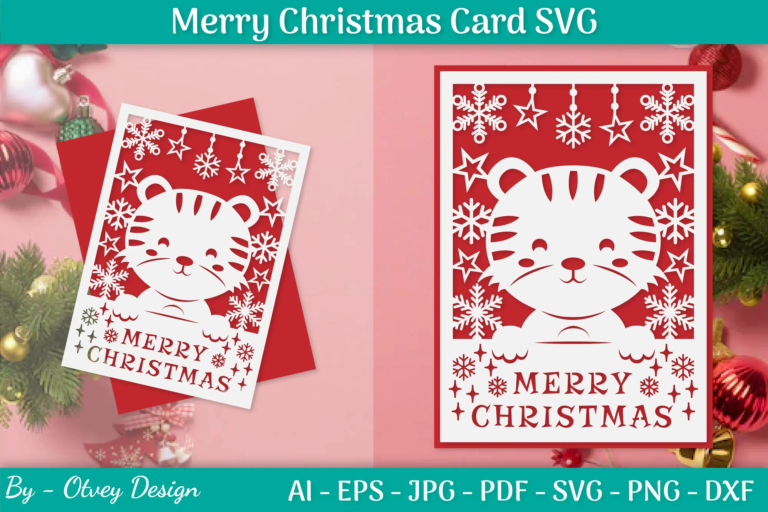 Merry Christmas Card Template SVG Bundle
