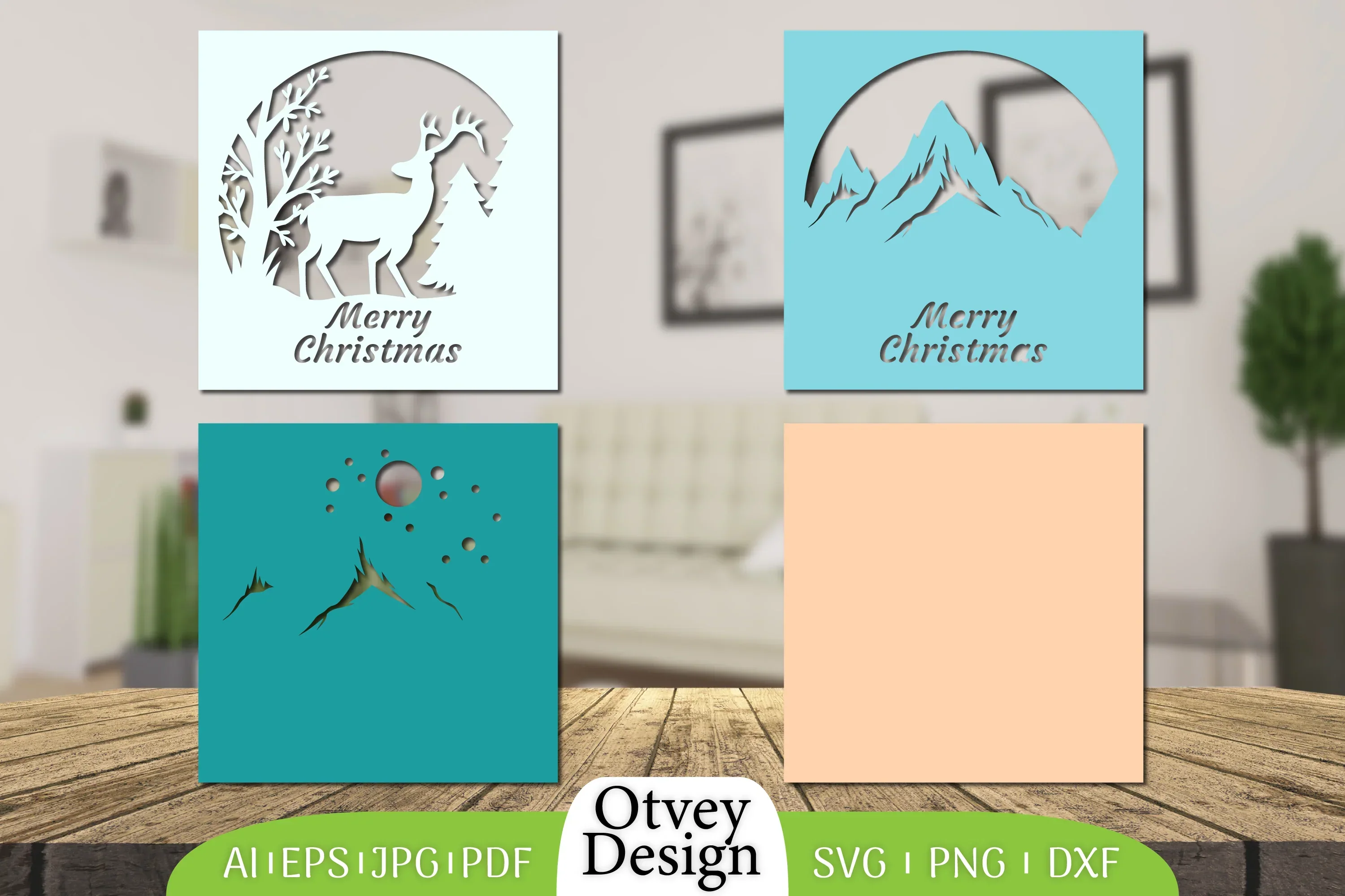 Merry Christmas Deer 3D Shadow Box Papercut SVG Bundle - Image 2