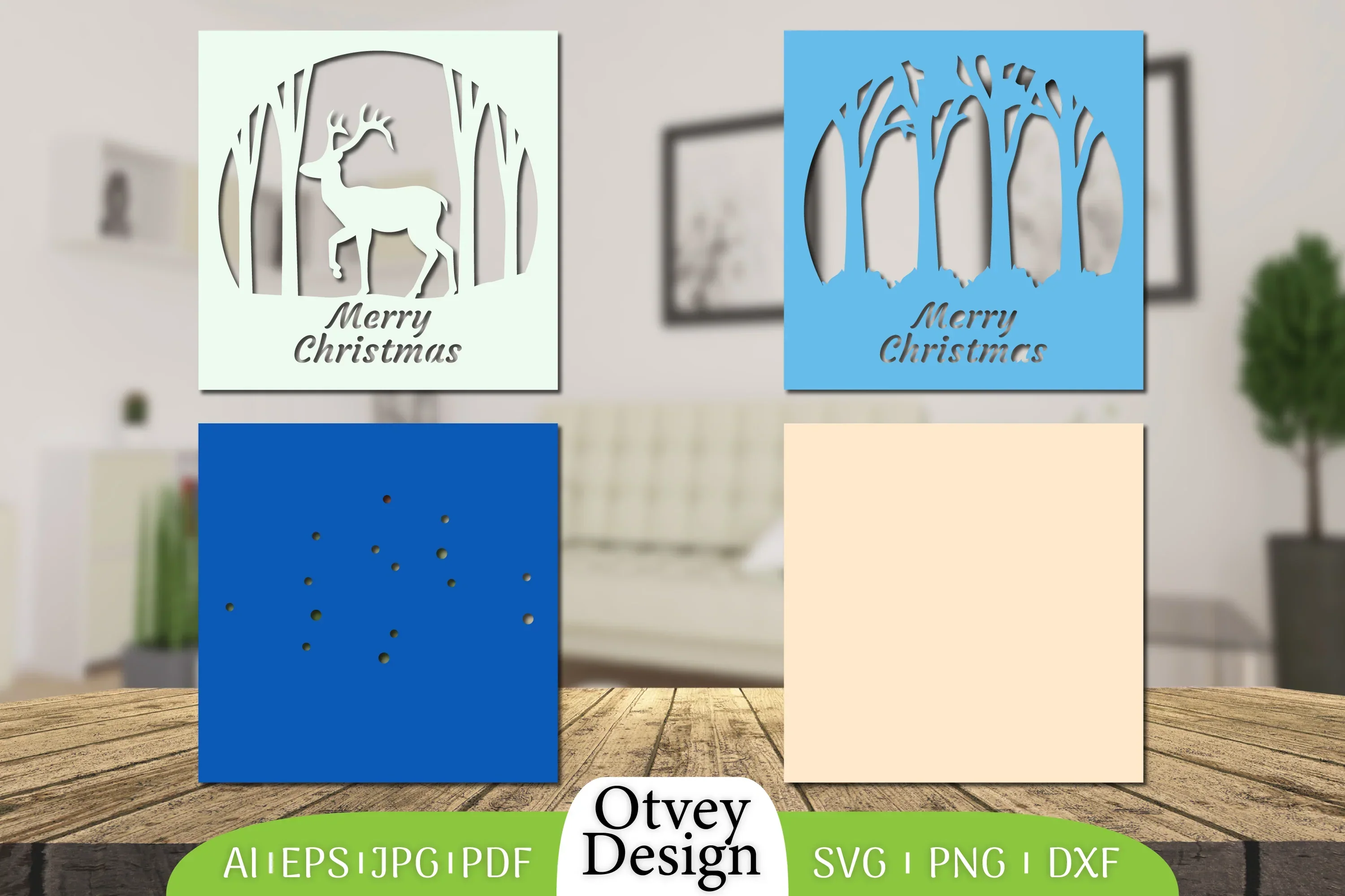 Merry Christmas Deer 3D Shadow Box Papercut SVG Bundle - Image 2