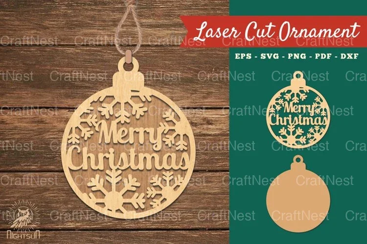 Merry Christmas Laser Cut Ornament Clipart Bundle