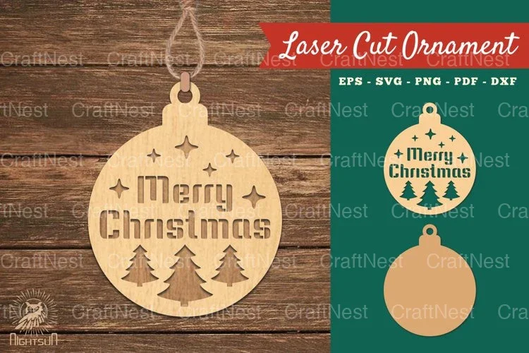 Merry Christmas Laser Cut Ornament Clipart Bundle