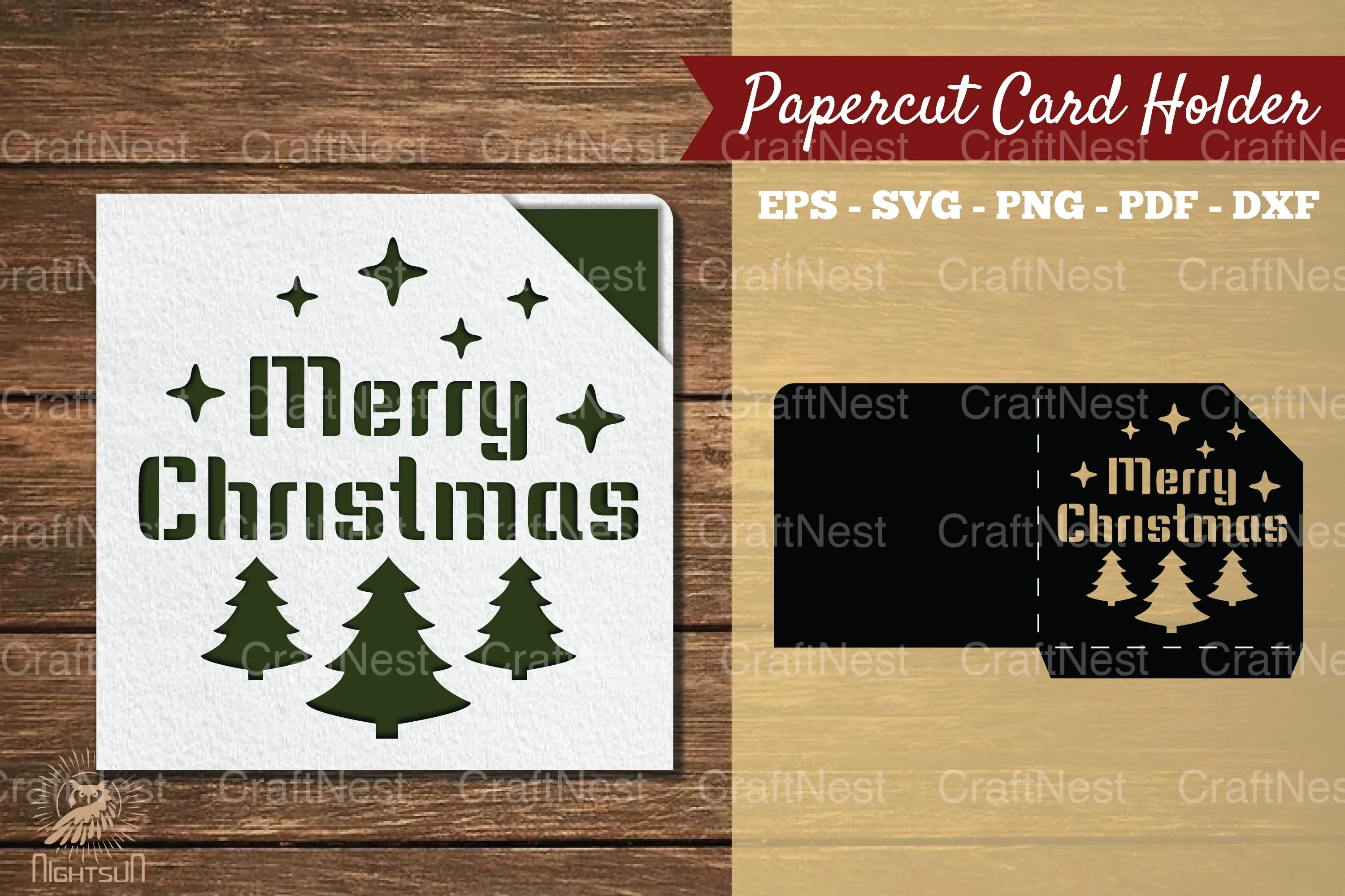 Merry Christmas Papercut Card Holder Clipart Bundle