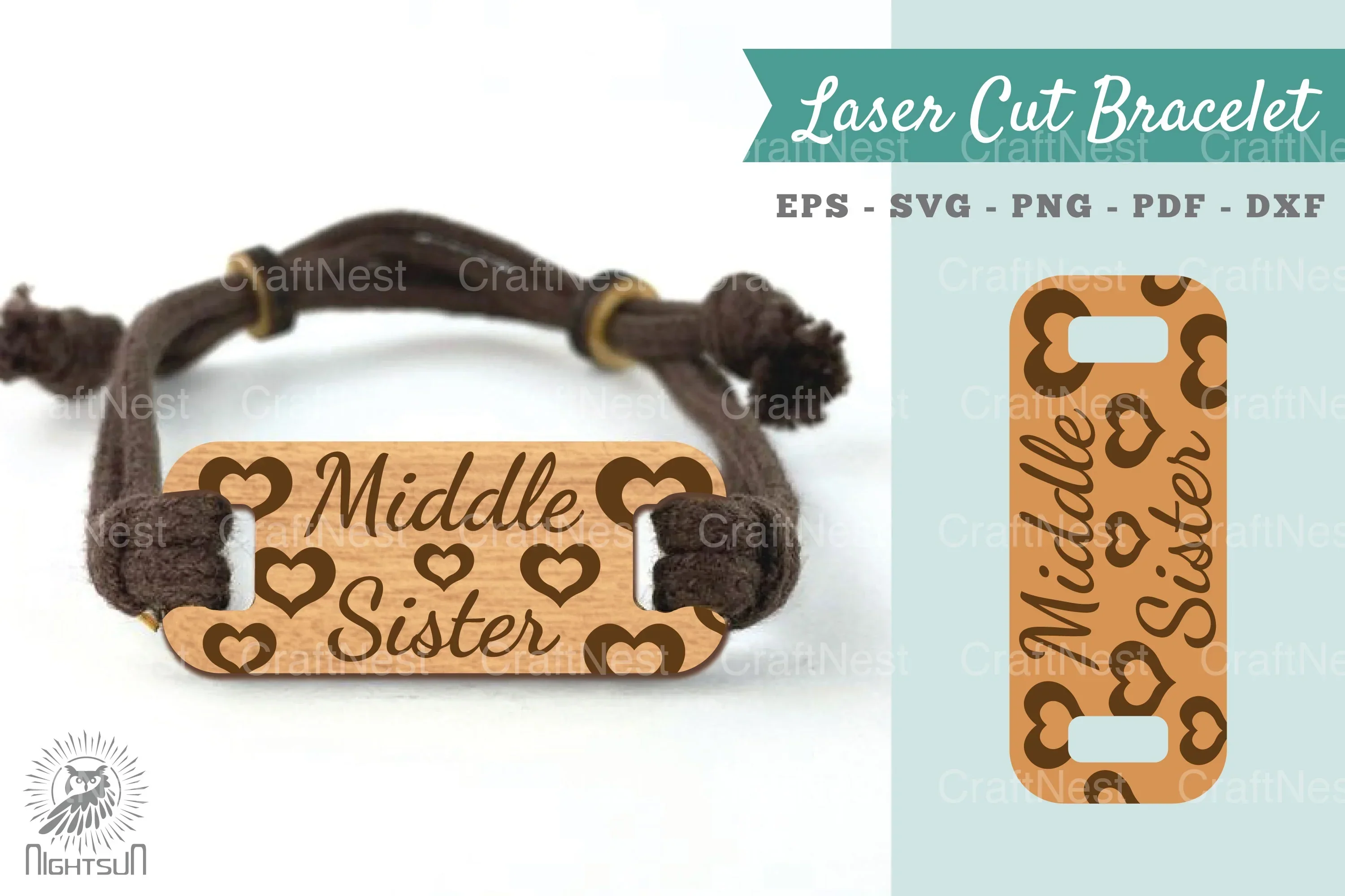 Middle Sister Cut Bracelet Design Clipart Bundle